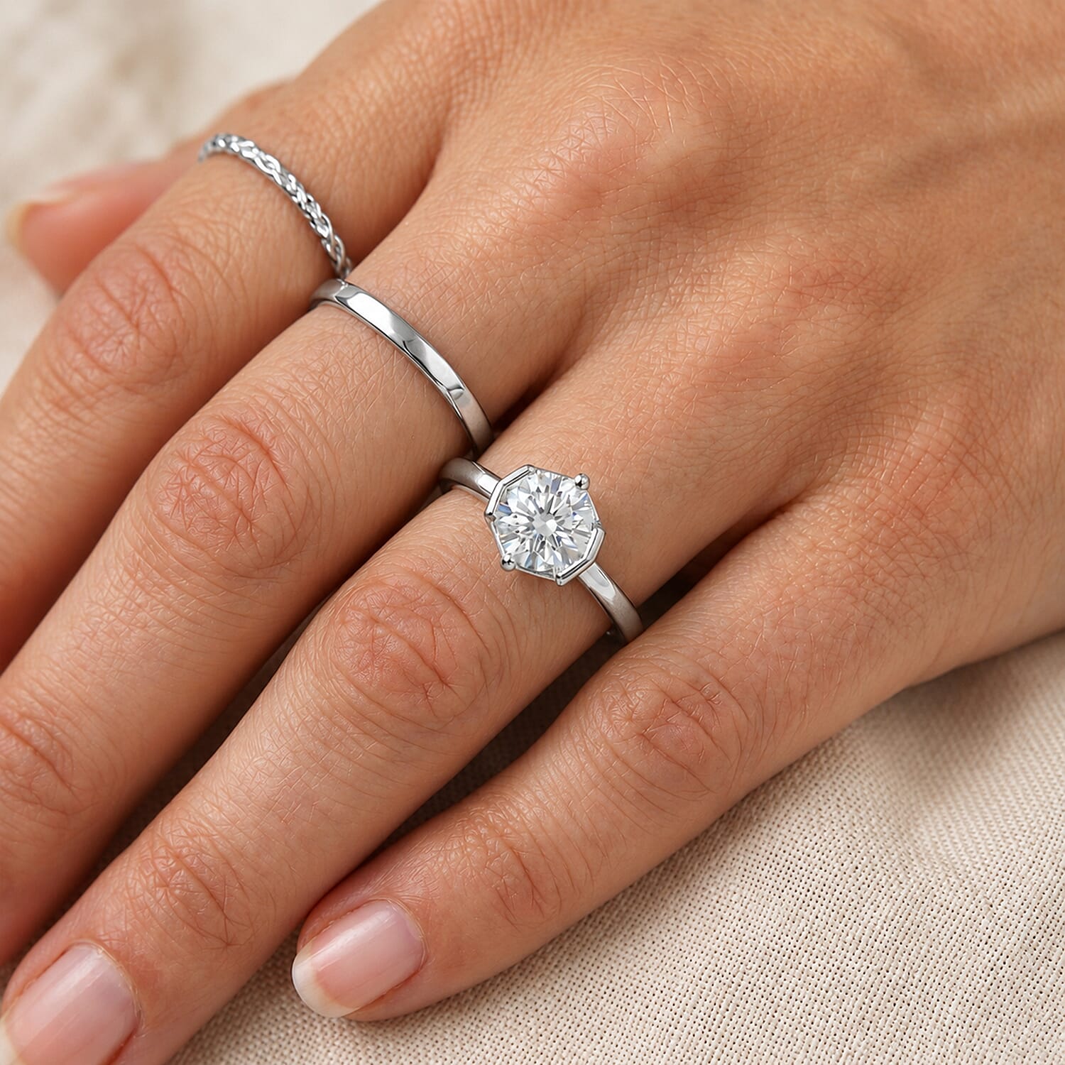 Luxuriant - Lab Grown Diamond (SI-G-H) Solitaire Ring in Rhodium Overlay Sterling Silver 1.00 Ct.