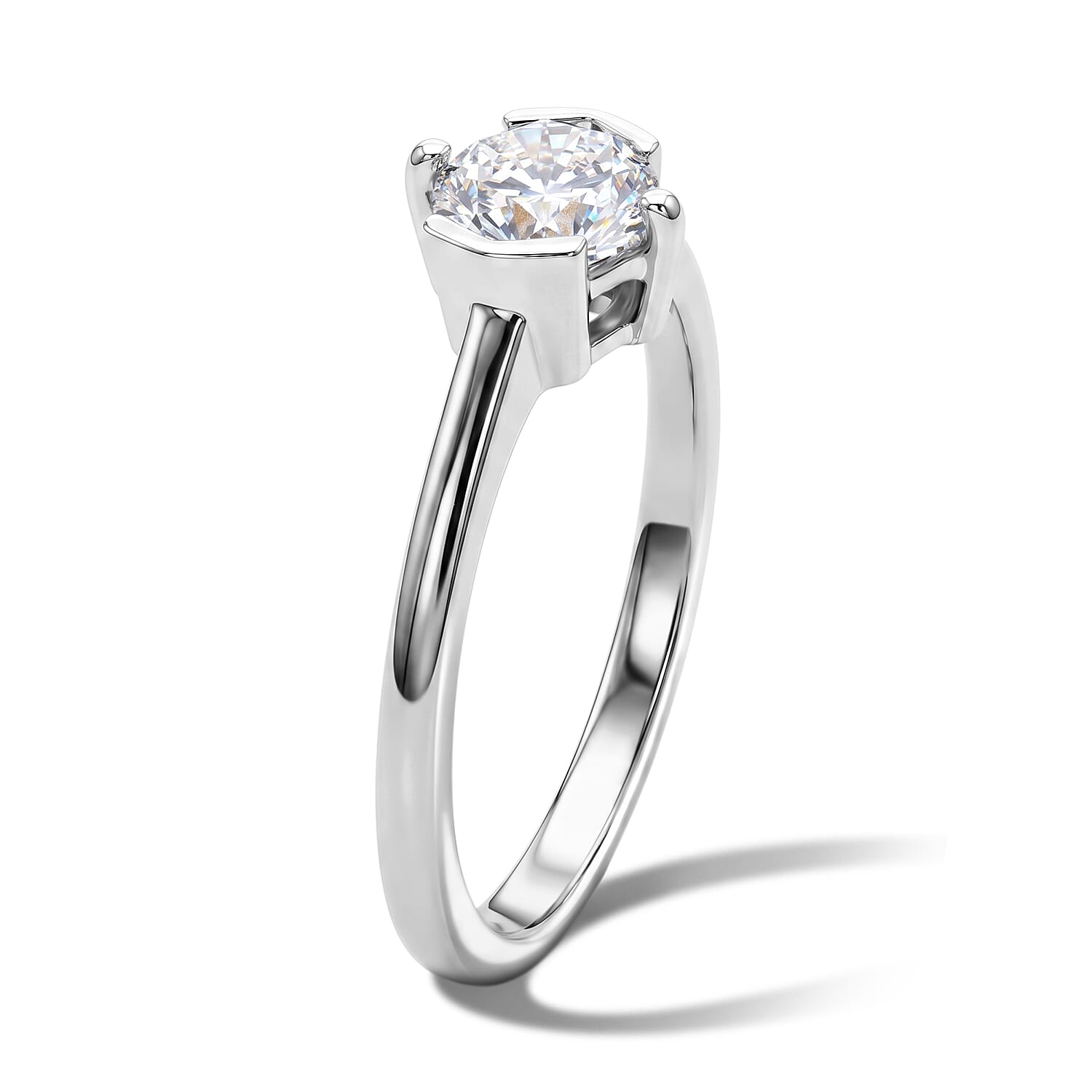 Luxuriant - Lab Grown Diamond (SI-G-H) Solitaire Ring in Rhodium Overlay Sterling Silver 1.00 Ct.