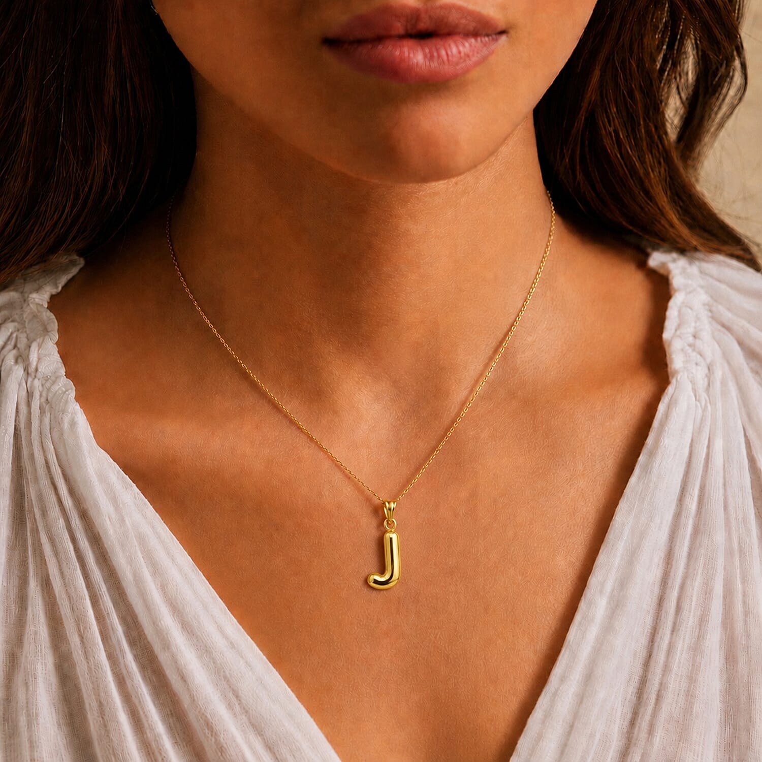 9K Yellow Gold J Initial Pendant