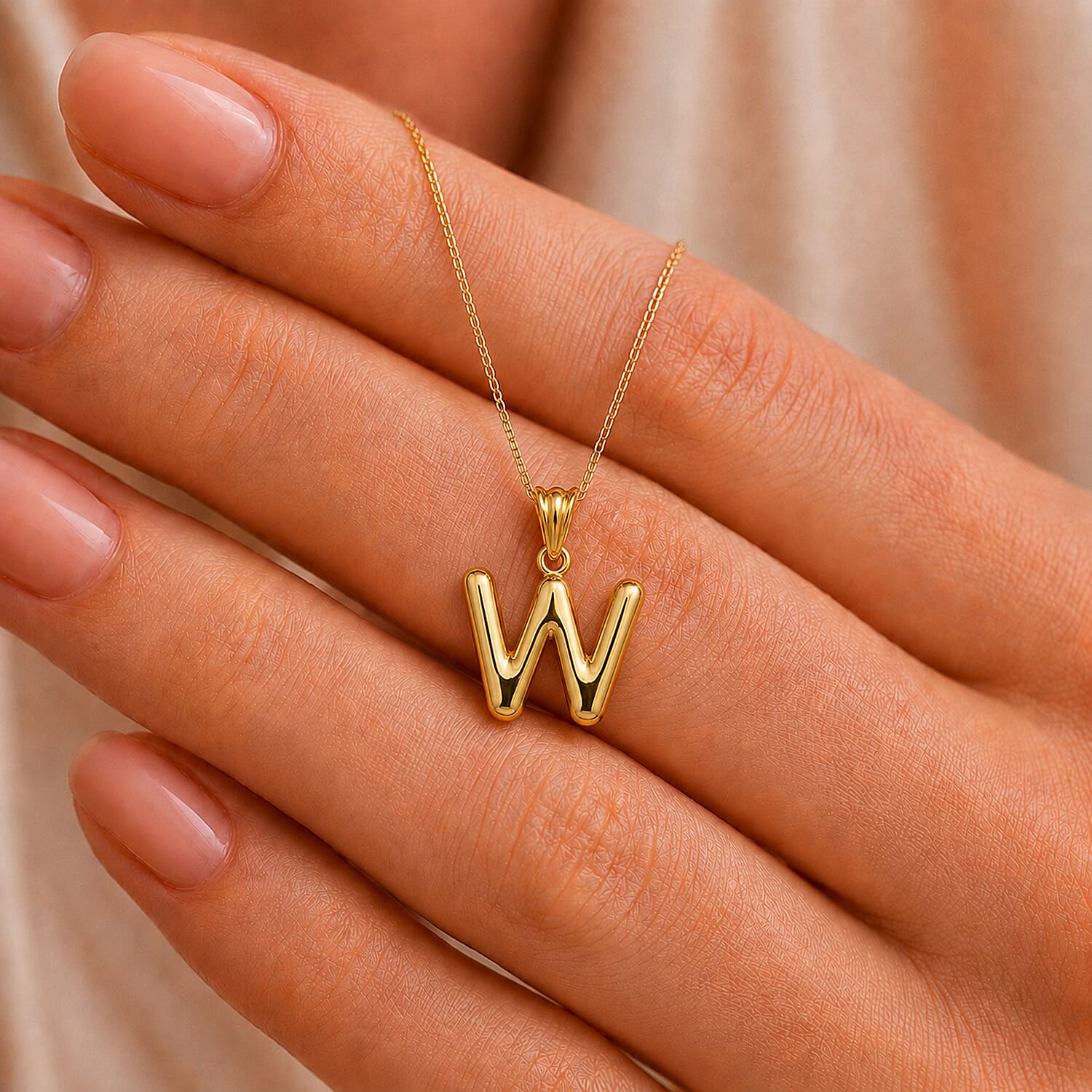 9K Yellow Gold W Initial Pendant