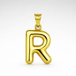 9K Yellow Gold Letter E Initial Pendant