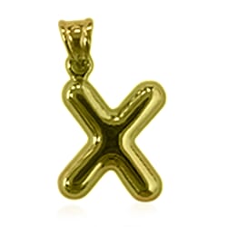 9K Yellow Gold Letter E Initial Pendant
