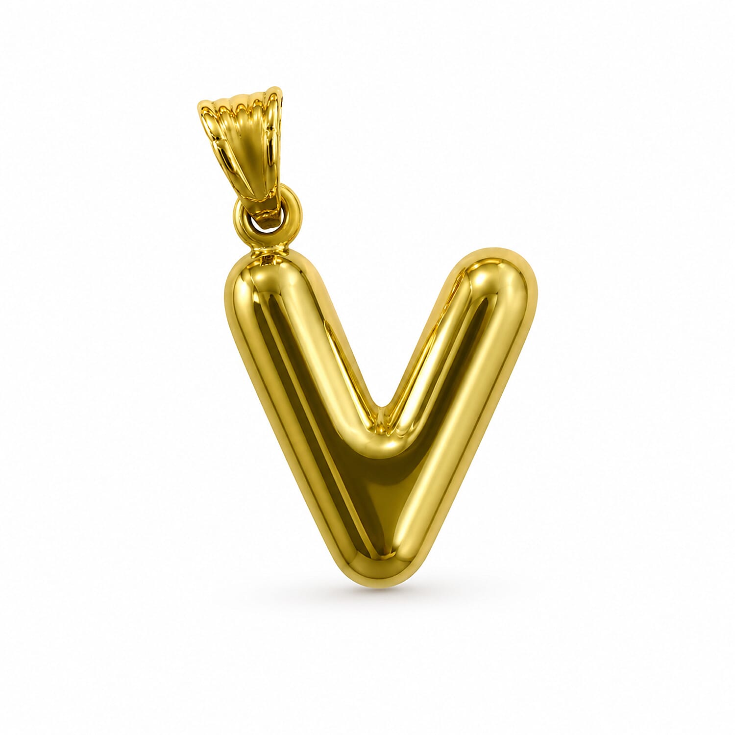 9K Yellow Gold V Initial Pendant