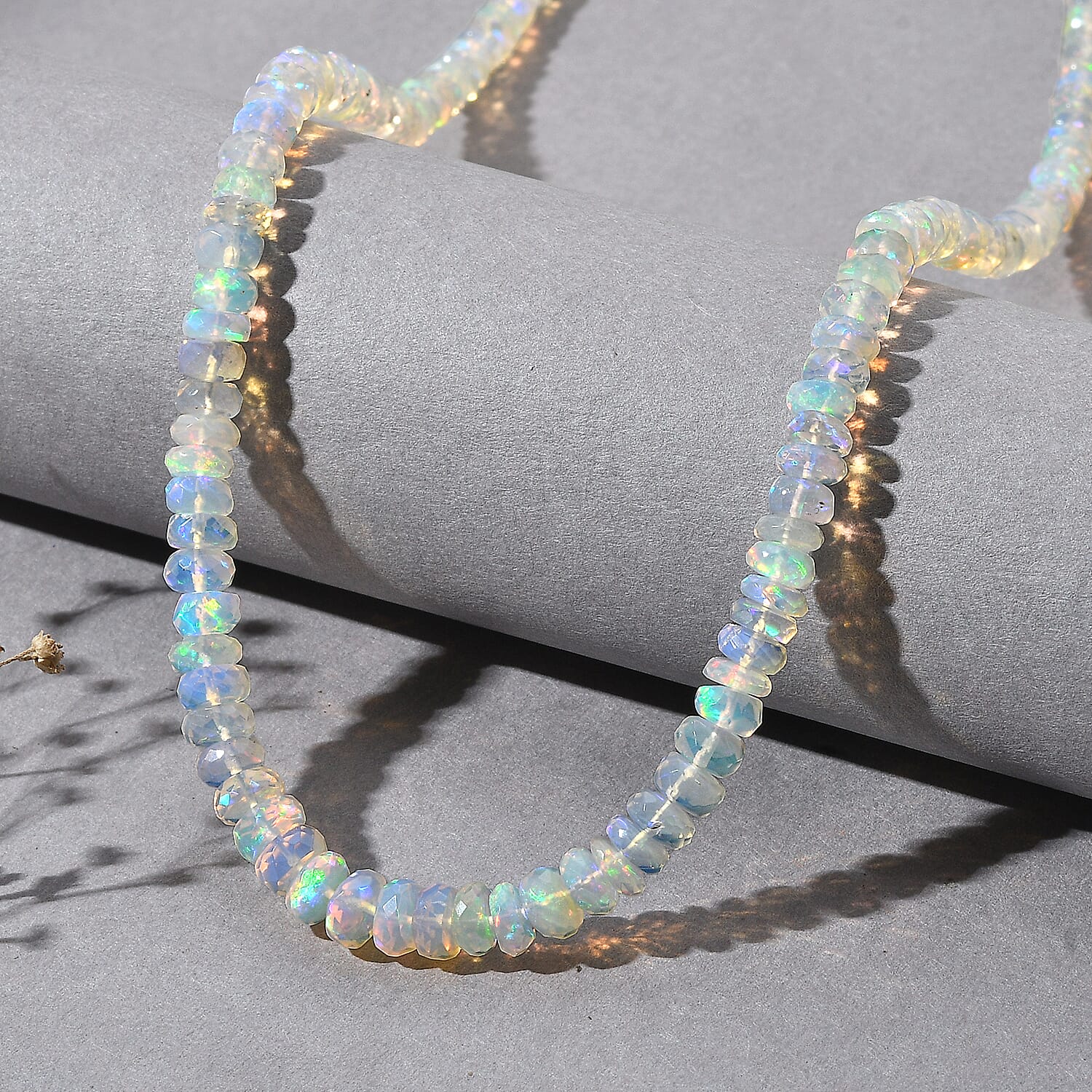 D'Joy - Ethiopian Opal Necklace (Size - 18-2 Ext) in Rhodium Overlay Sterling Silver 65.00 Ct.