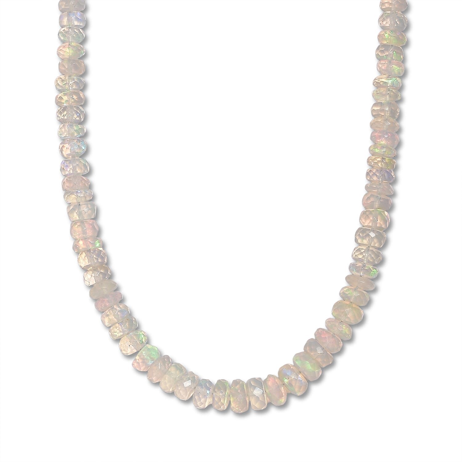 D'Joy - Ethiopian Opal Necklace (Size - 18-2 Ext) in Rhodium Overlay Sterling Silver 65.00 Ct.