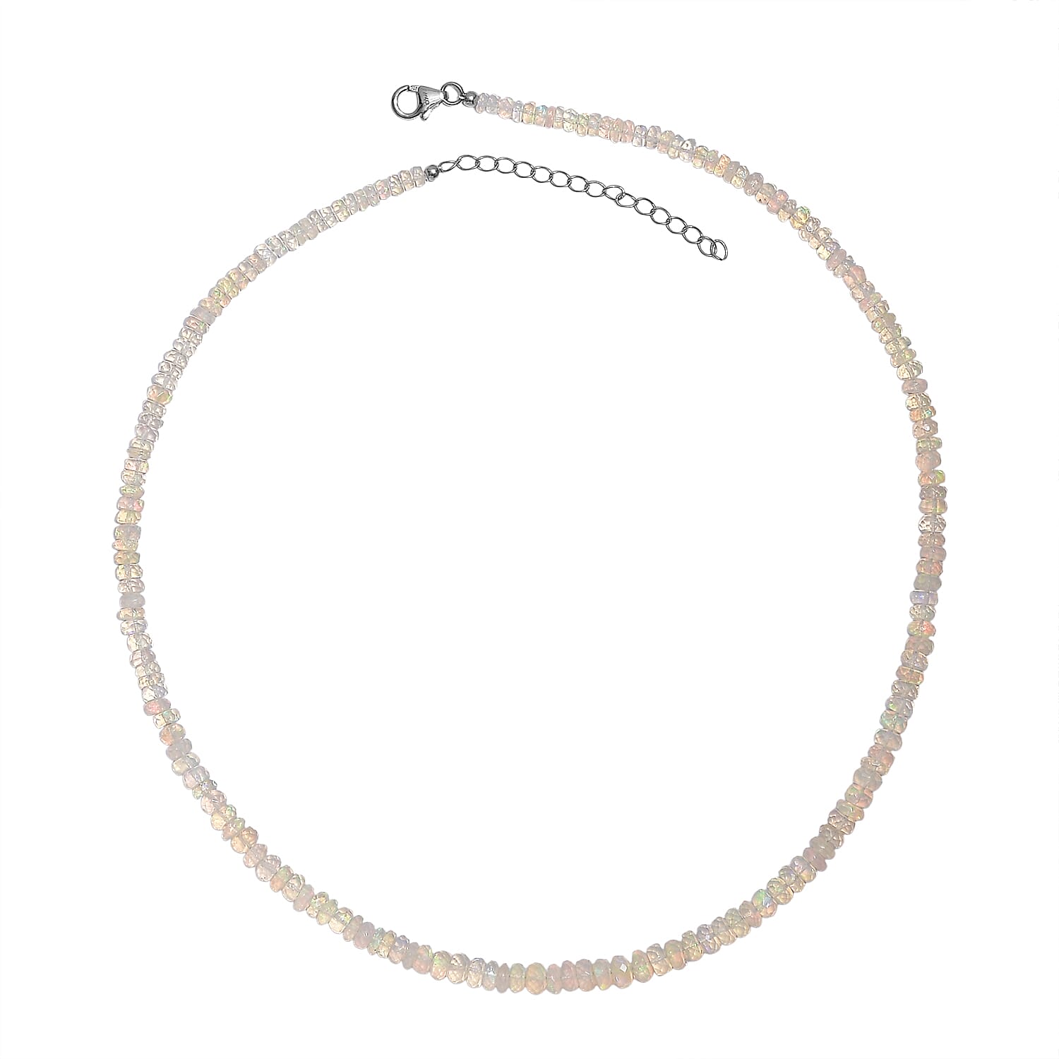 D'Joy - Ethiopian Opal Necklace (Size - 18-2 Ext) in Rhodium Overlay Sterling Silver 65.00 Ct.