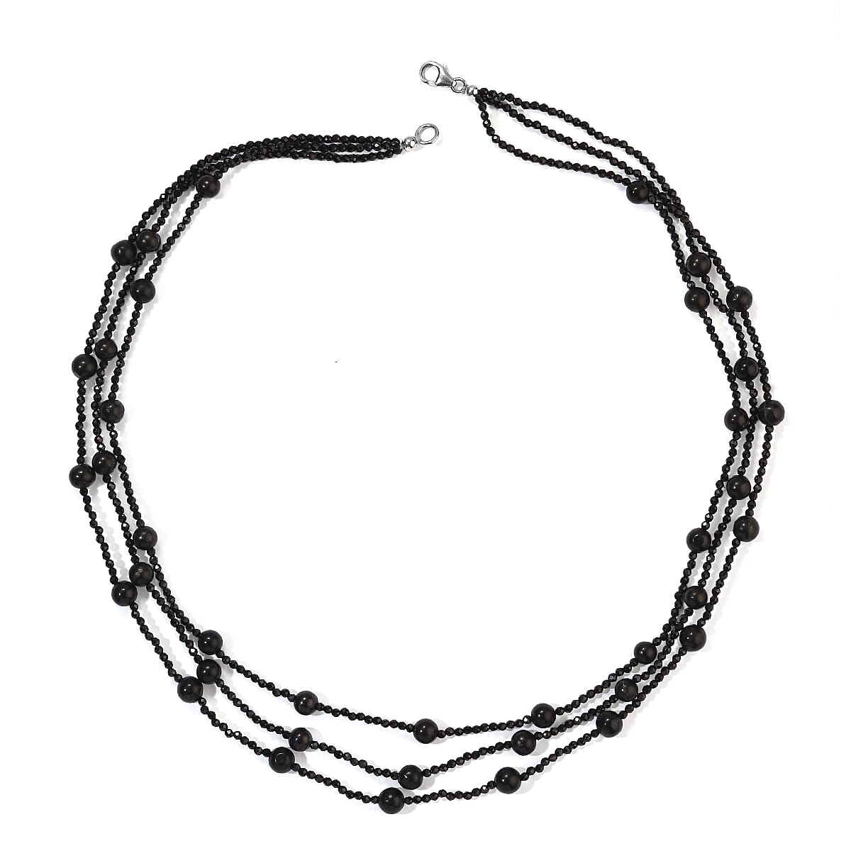 D'Joy - Shungite & Black Spinel Necklace (Size - 20) in Rhodium Overlay Sterling Silver 105.00 Ct.