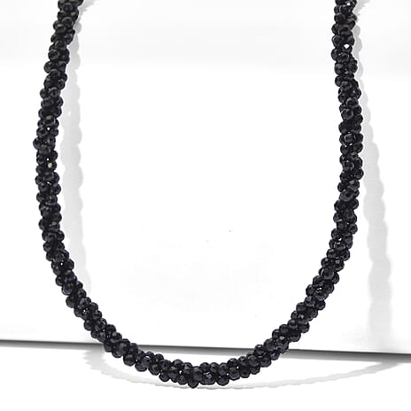 D'Joy - Black Spinel Necklace (Size - 20) in Rhodium Overlay Sterling Silver 85.00 Ct.