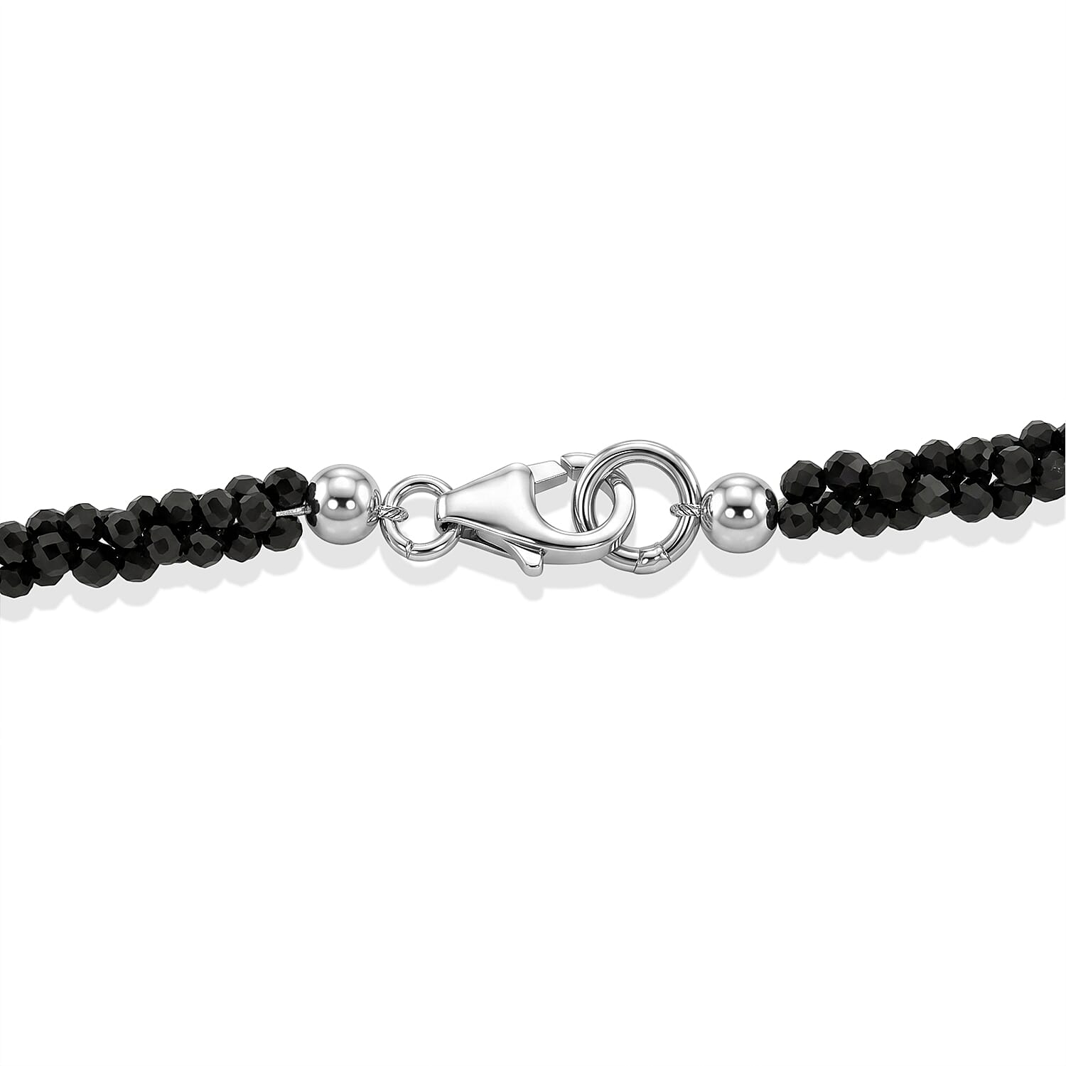 D'Joy - Black Spinel Necklace (Size - 20) in Rhodium Overlay Sterling Silver 85.00 Ct.