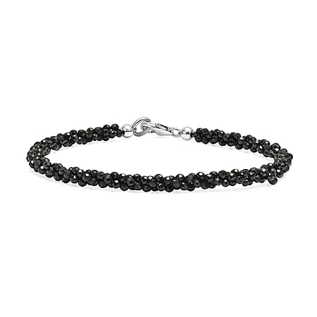 D'Joy - Black Spinel Beads Bracelet (Size - 7.5) in Rhodium Overlay Sterling Silver 47.00 Ct. D'Joy - Black Spinel Beads Bracelet (Size - 7.5) in Rhodium Overlay Sterling Silver 47.00 Ct.