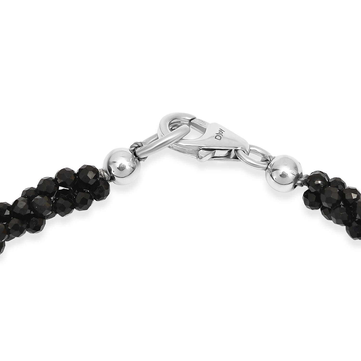 D'Joy - Black Spinel Beads Bracelet (Size - 7.5) in Rhodium Overlay Sterling Silver 47.00 Ct.