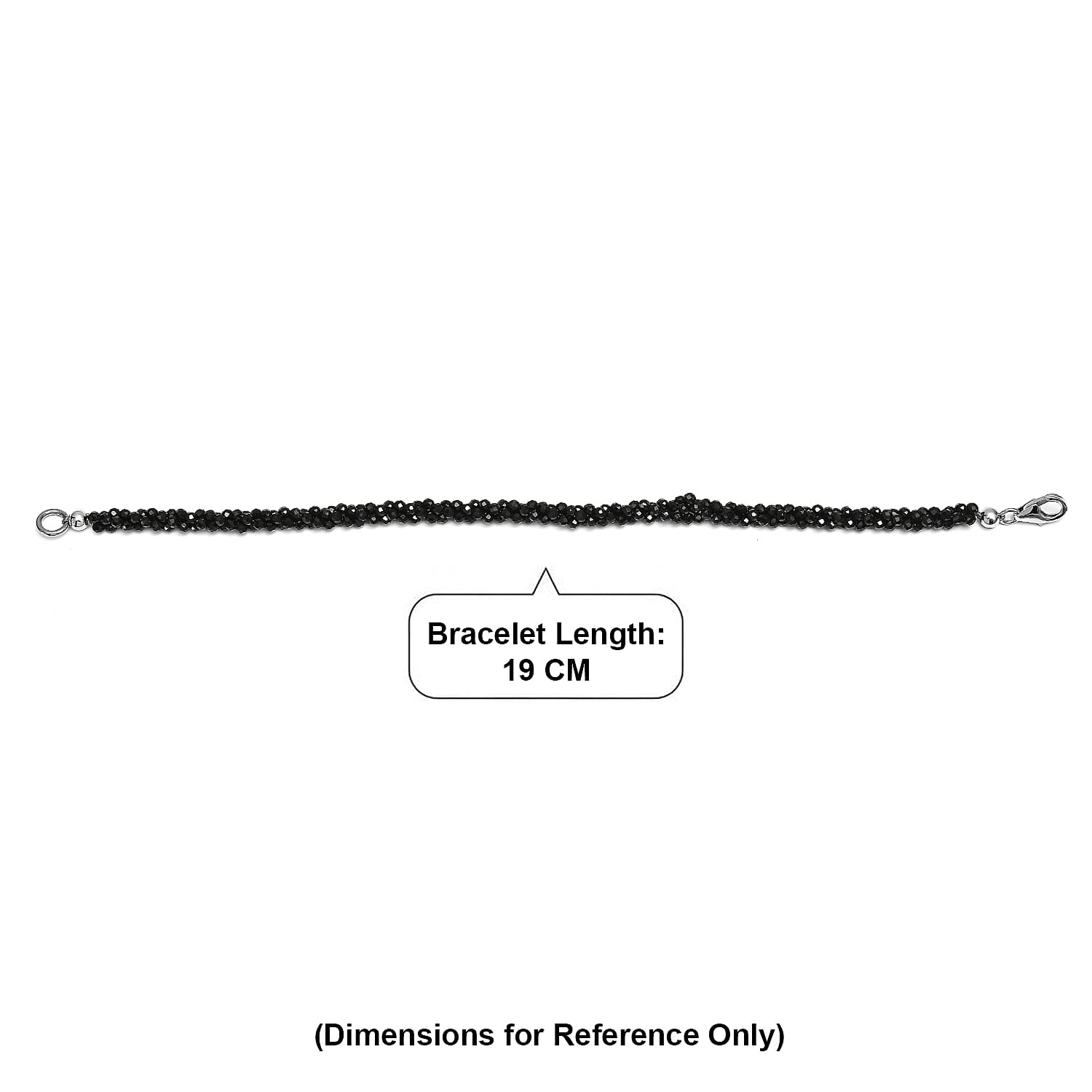 D'Joy - Black Spinel Beads Bracelet (Size - 7.5) in Rhodium Overlay Sterling Silver 47.00 Ct.