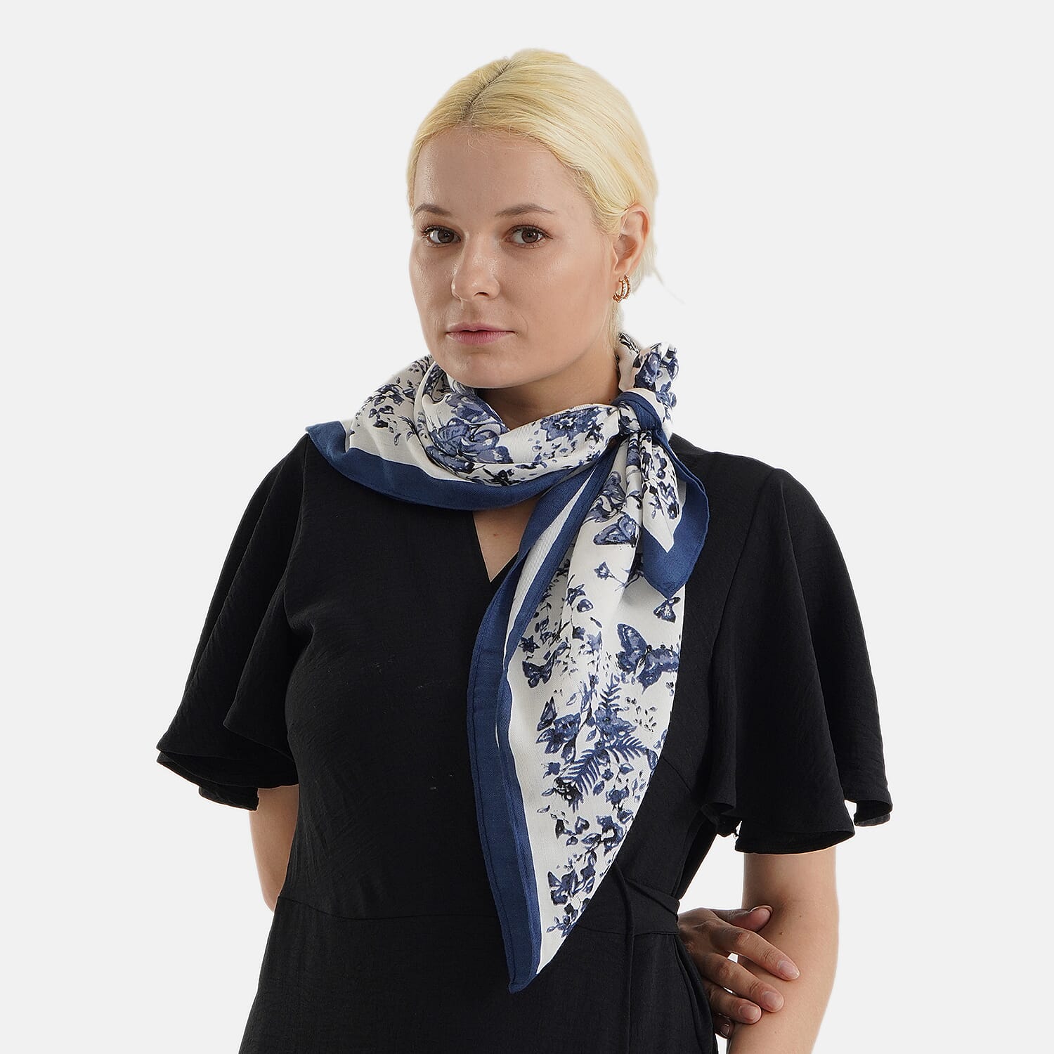 Designer Inspired Printed Multi-Colour Square Scarf