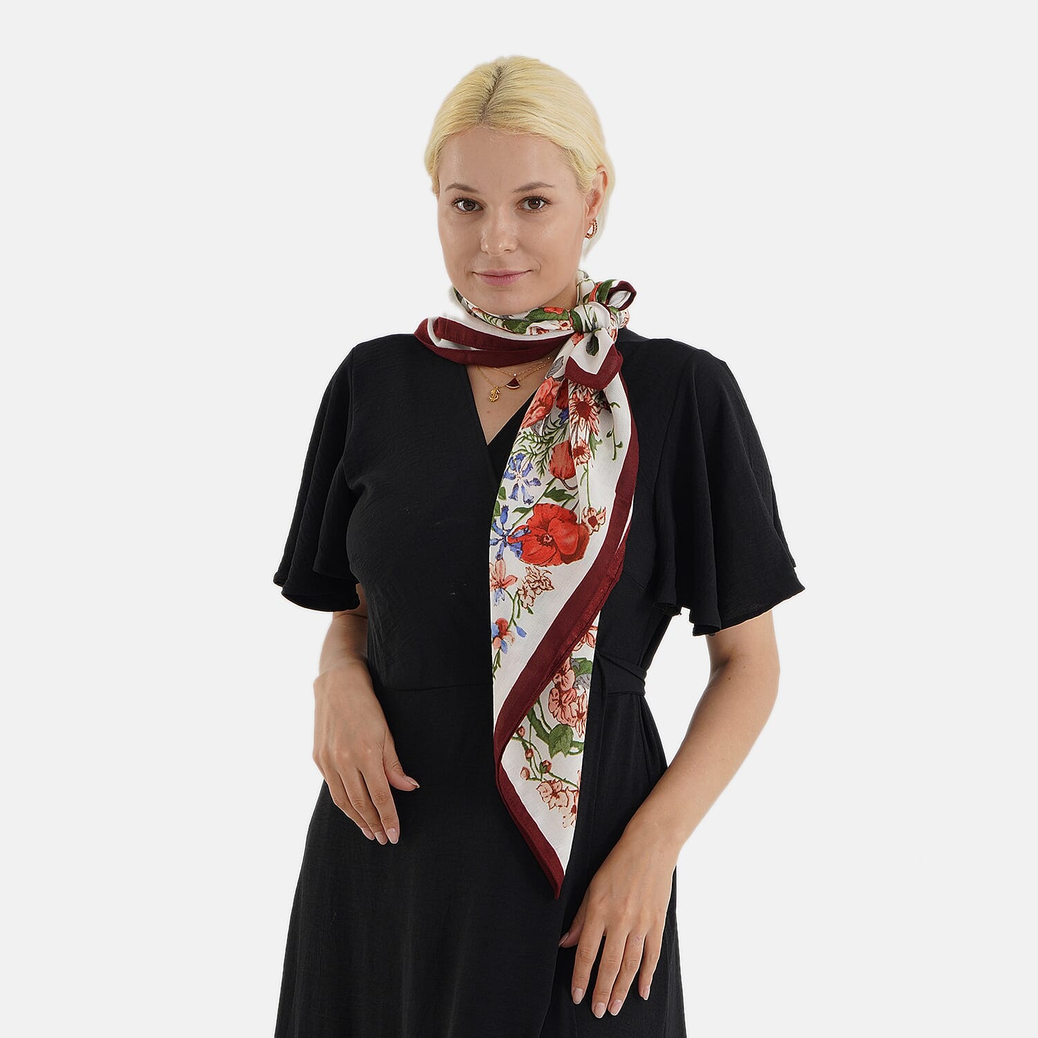 Designer Inspired Printed Multi-Colour Square Scarf