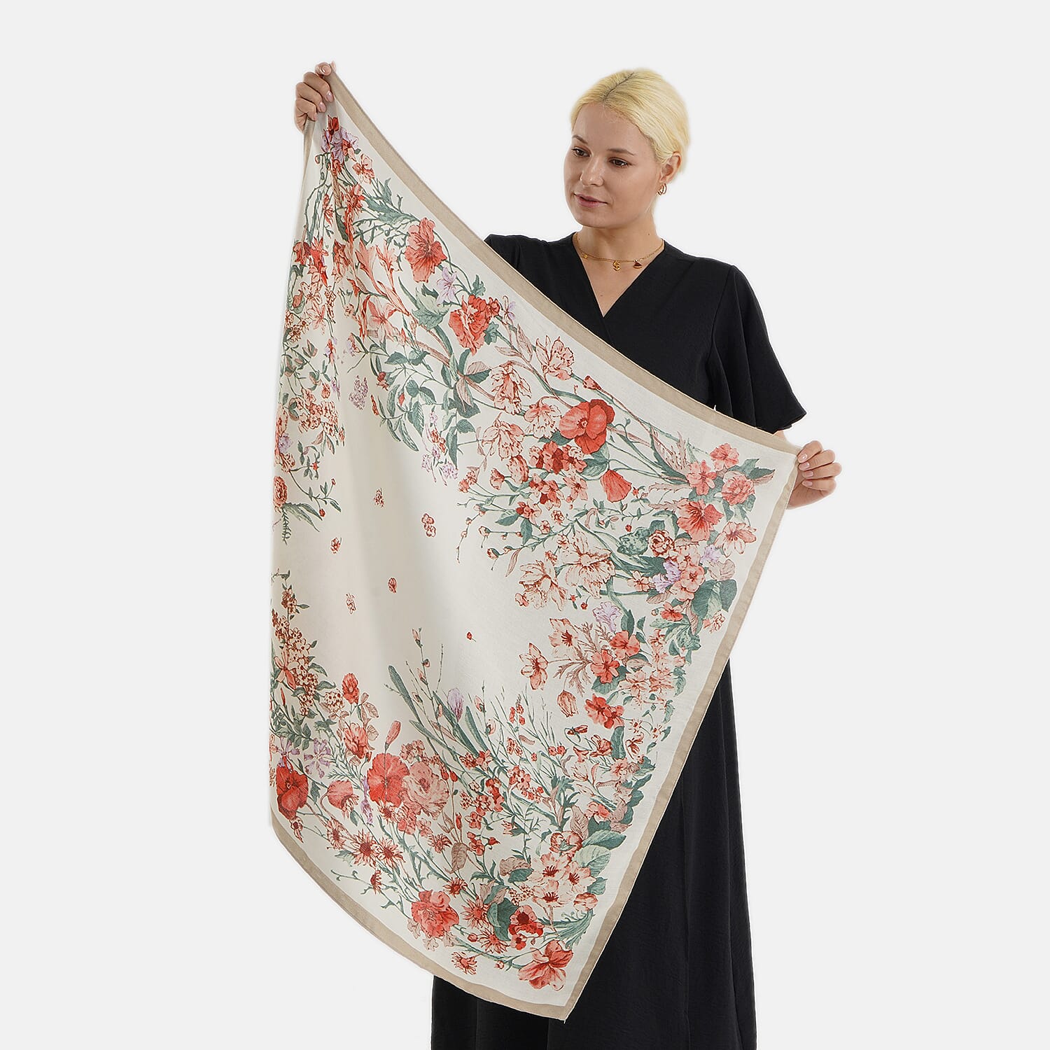 Designer Inspired Printed Multi-Colour Square Scarf