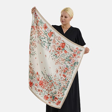 Designer Inspired Printed Multi-Colour Square Scarf
