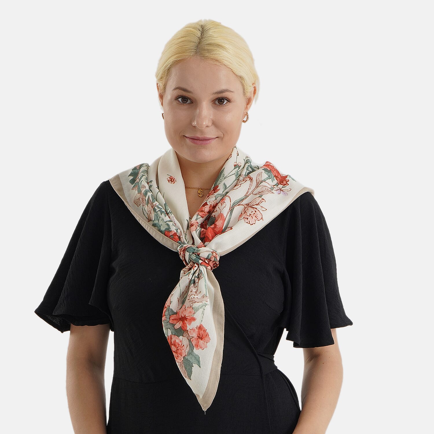 Designer Inspired Printed Multi-Colour Square Scarf