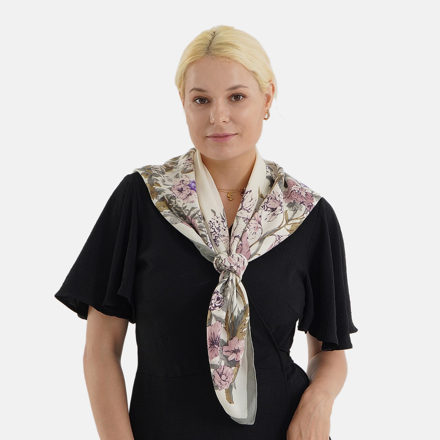Designer Inspired Printed Multi-Colour Square Scarf