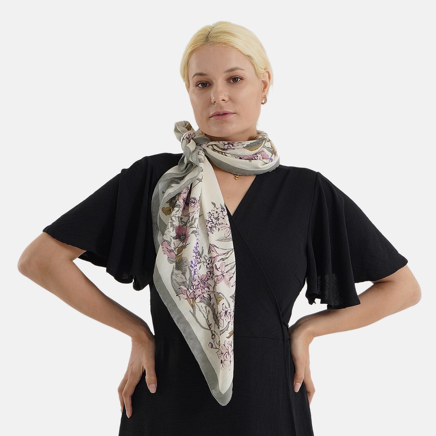 Designer Inspired Printed Multi-Colour Square Scarf
