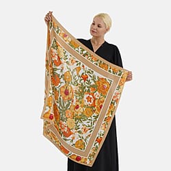 Designer Inspired Printed Multi-Colour Square Scarf