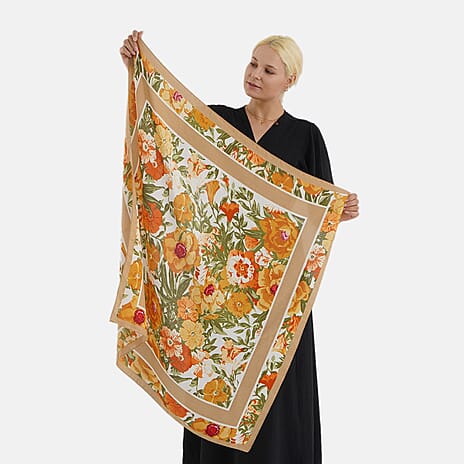 Designer Inspired Printed Multi-Colour Square Scarf