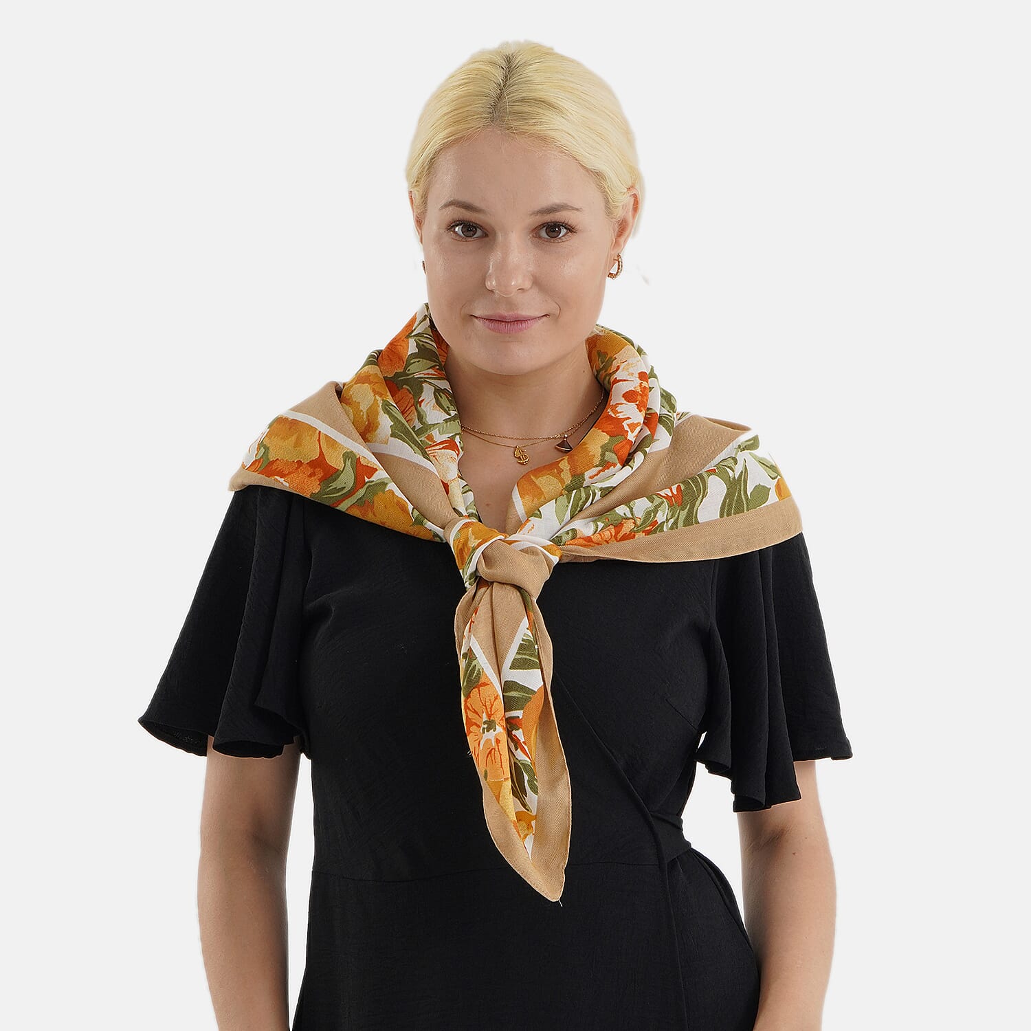 Designer Inspired Printed Multi-Colour Square Scarf