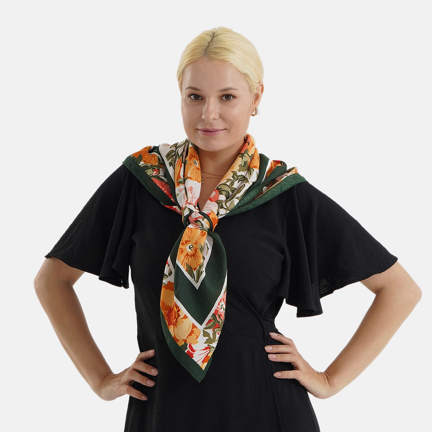 Designer Inspired Printed Multi-Colour Square Scarf