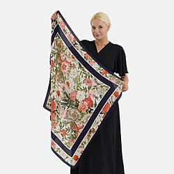Designer Inspired Printed Multi-Colour Square Scarf