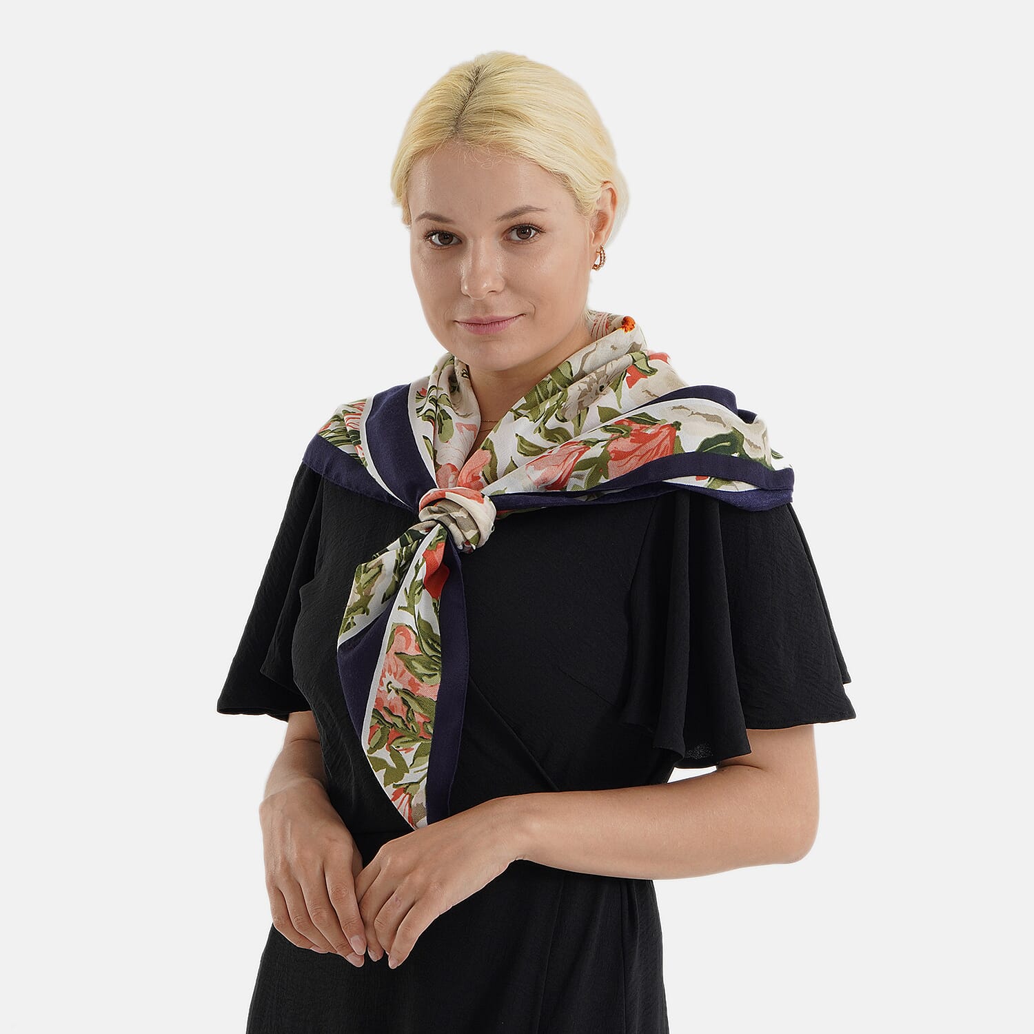 Designer Inspired Printed Multi-Colour Square Scarf