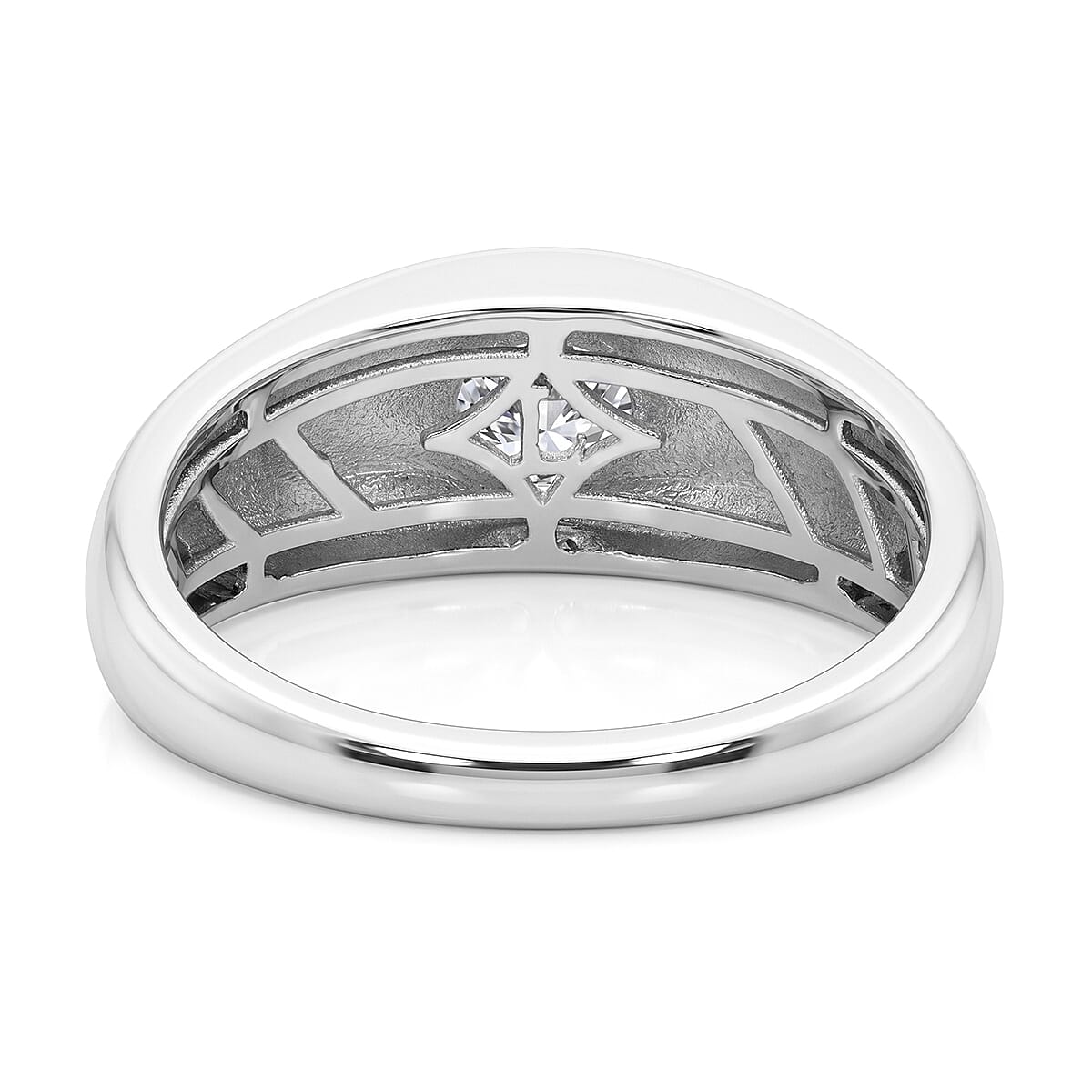 Live From Vegas - Luxuriant - Lab Grown Diamond (SI-G-H) Solitaire Band Ring in Rhodium Overlay Sterling Silver 1.00 Ct.