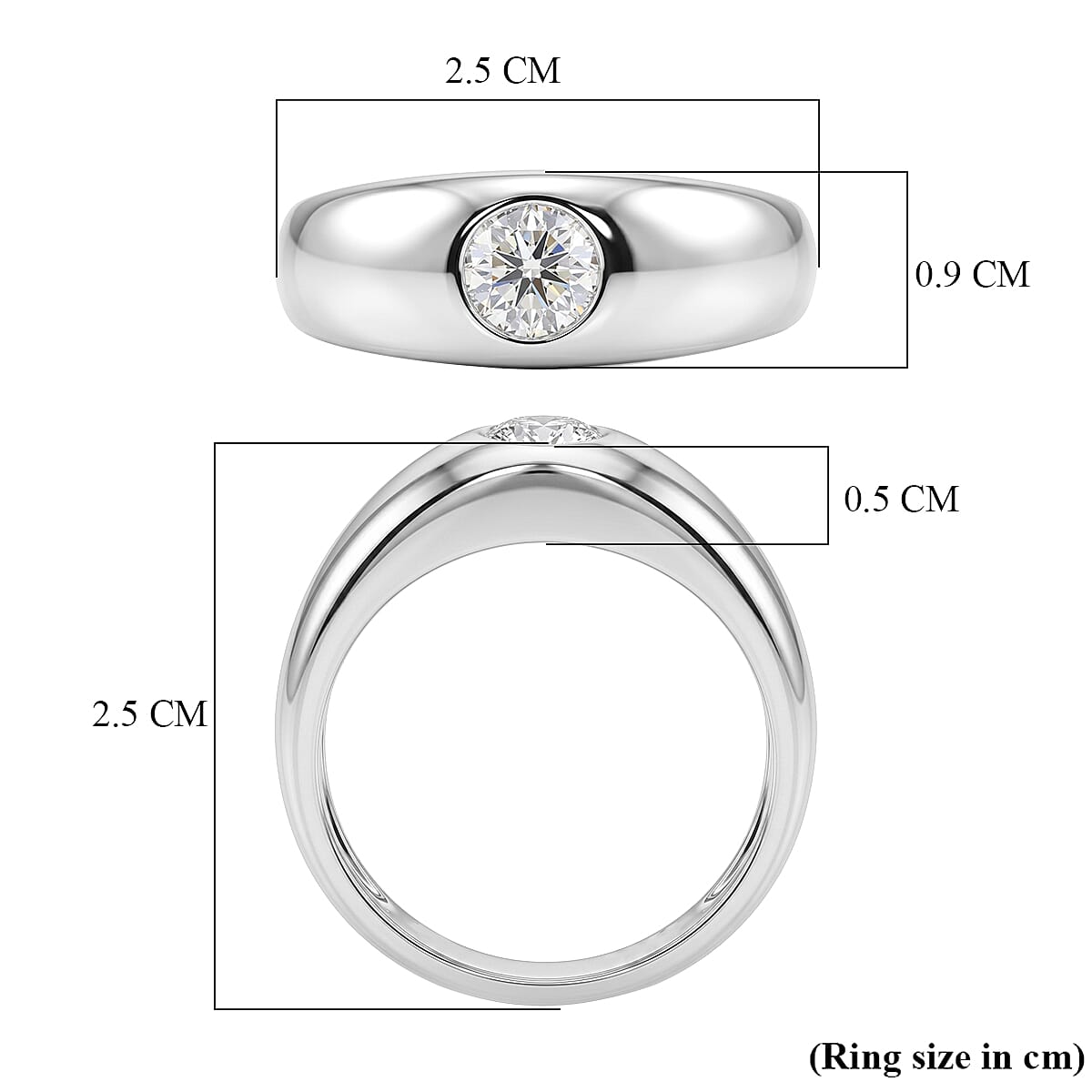 Live From Vegas - Luxuriant - Lab Grown Diamond (SI-G-H) Solitaire Band Ring in Rhodium Overlay Sterling Silver 1.00 Ct.