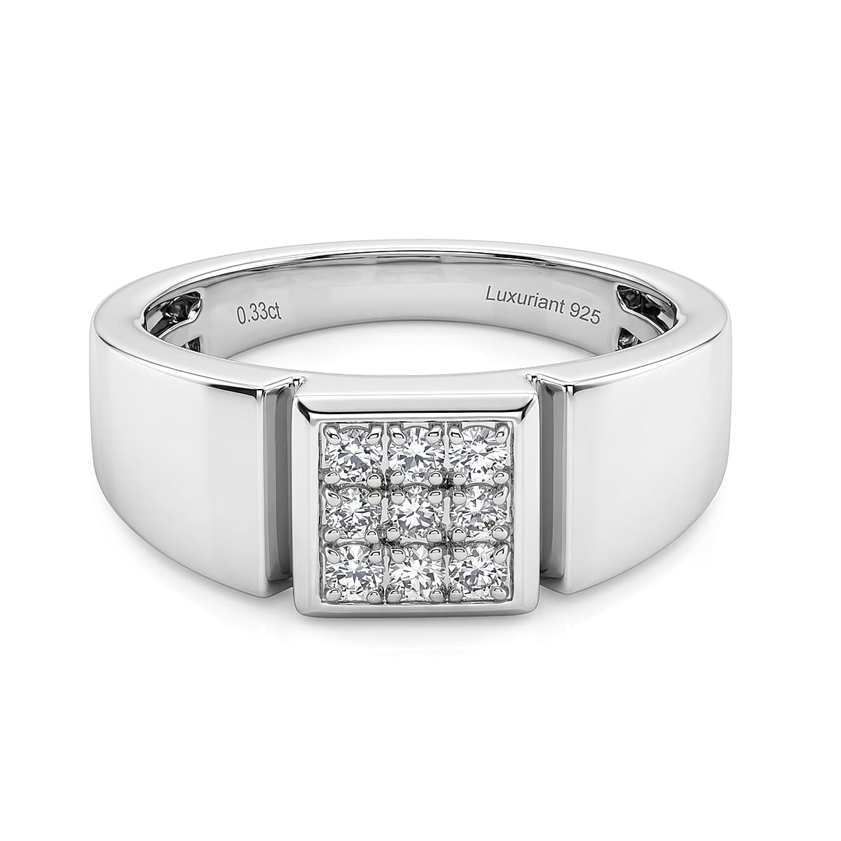 Live From Vegas - Luxuriant - Lab Grown Diamond (SI-G-H) Band Ring in Rhodium Overlay Sterling Silver 0.30 Ct.