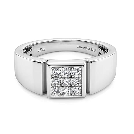 Live From Vegas - Luxuriant - Lab Grown Diamond (SI-G-H) Band Ring in Rhodium Overlay Sterling Silver 0.30 Ct.