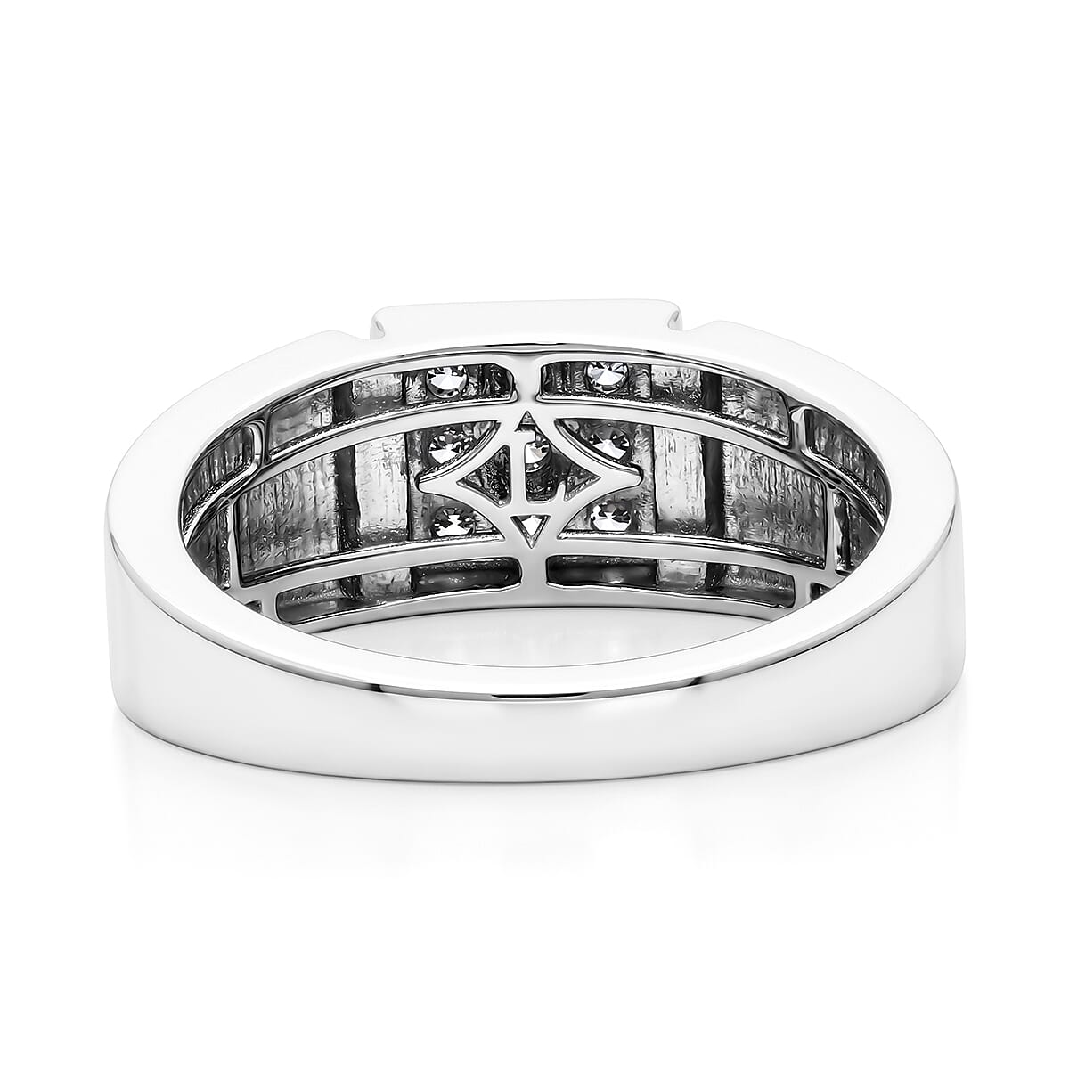 Live From Vegas - Luxuriant - Lab Grown Diamond (SI-G-H) Band Ring in Rhodium Overlay Sterling Silver 0.30 Ct.