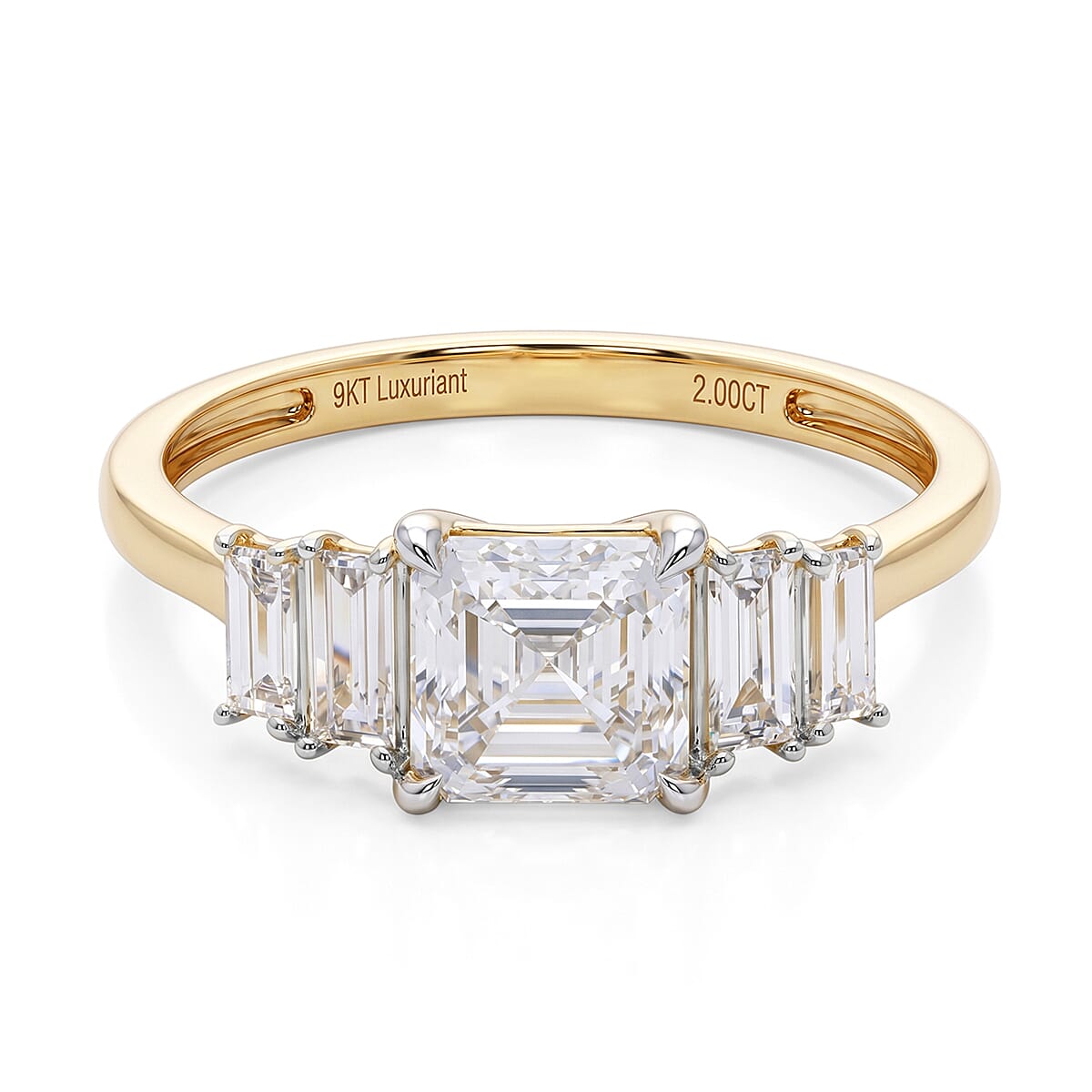 Luxuriant - 9K Yellow Gold IGI Certified Lab Grown Diamond (VS) 5 Stone Ring 2.00 Ct.