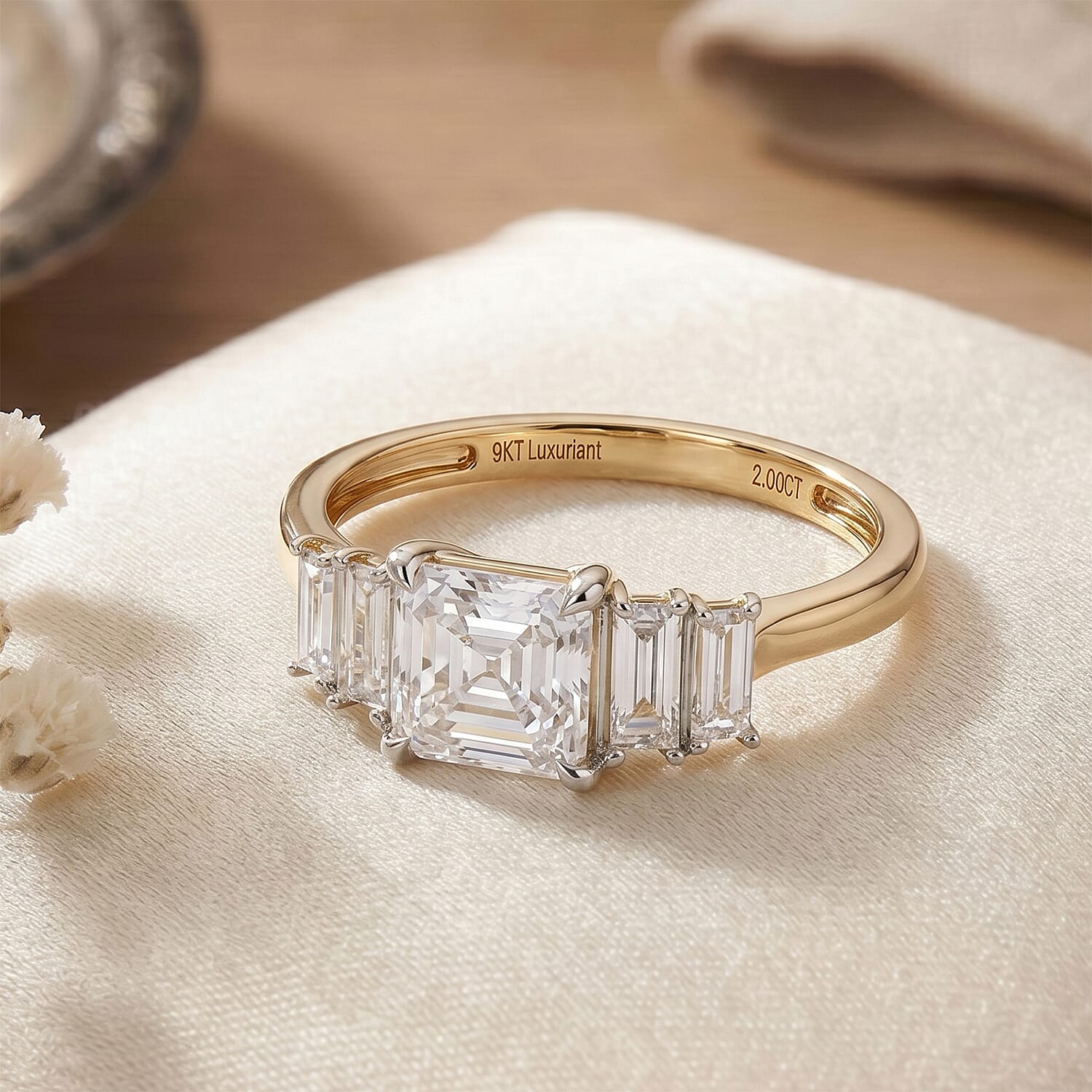 Luxuriant - 9K Yellow Gold IGI Certified Lab Grown Diamond (VS) 5 Stone Ring 2.00 Ct.