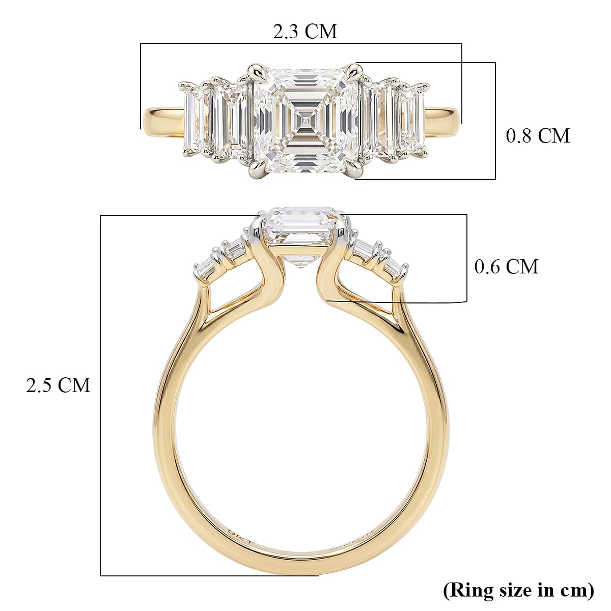 Luxuriant - 9K Yellow Gold IGI Certified Lab Grown Diamond (VS) 5 Stone Ring 2.00 Ct.