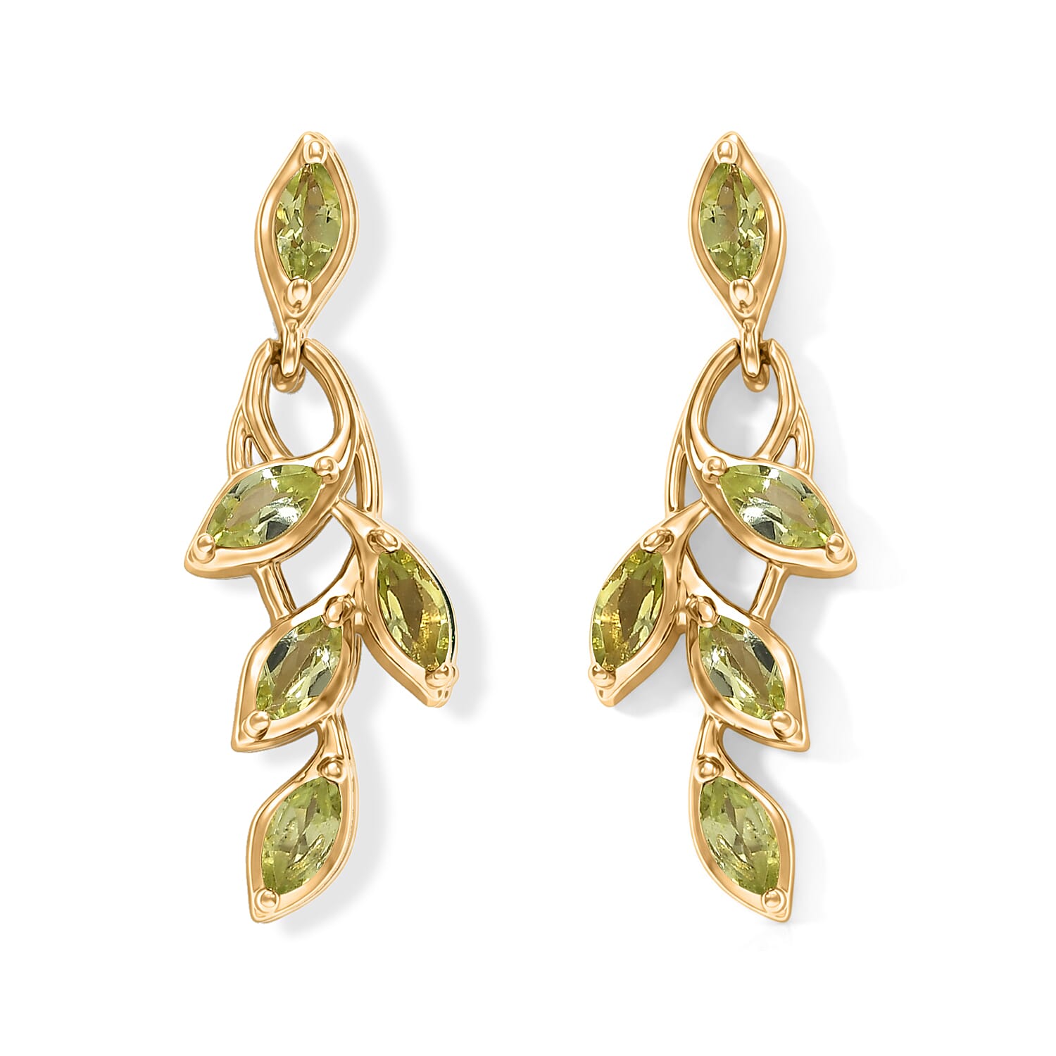 Peridot Earring in 18K YG PlatingSterling Silver  1.690  Ct.