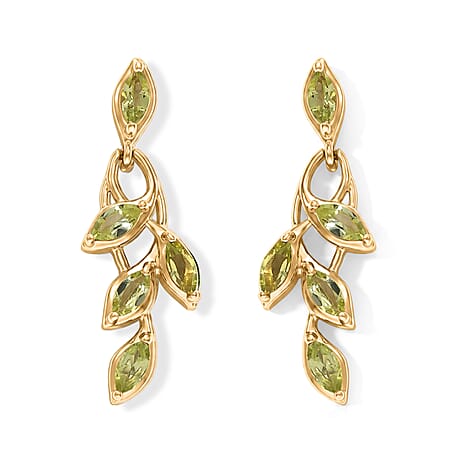 Peridot Earring in 18K YG PlatingSterling Silver  1.690  Ct.