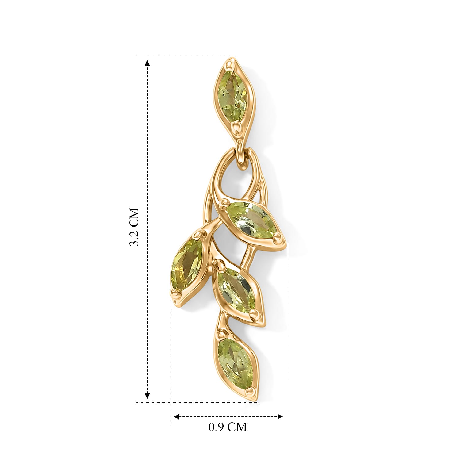 Peridot Earring in 18K YG PlatingSterling Silver  1.690  Ct.