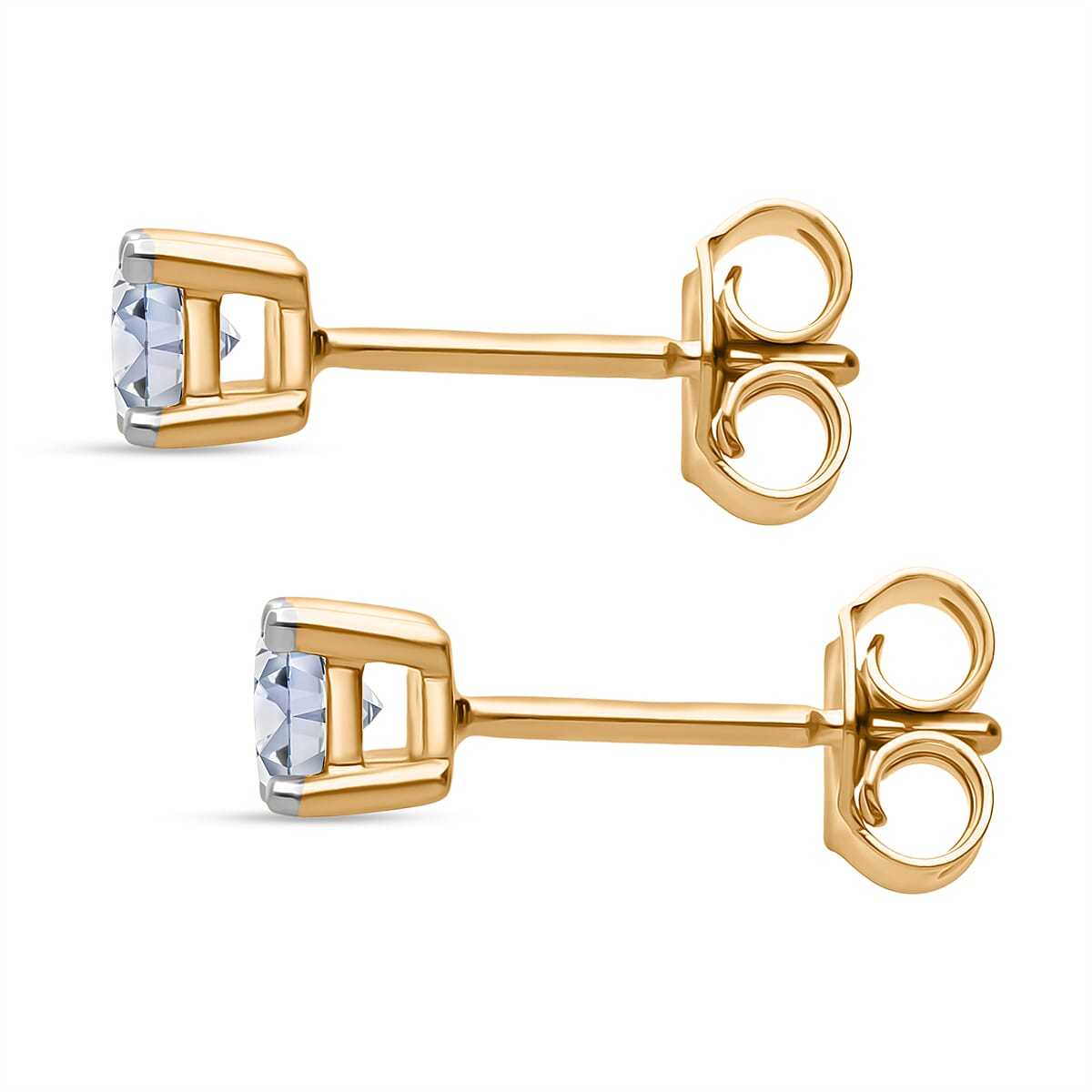 Luxuriant Lab Grown Diamond Solitaire Stud Push Post Earring in 18K YG VermeilSterling Silver  0.506  Ct.