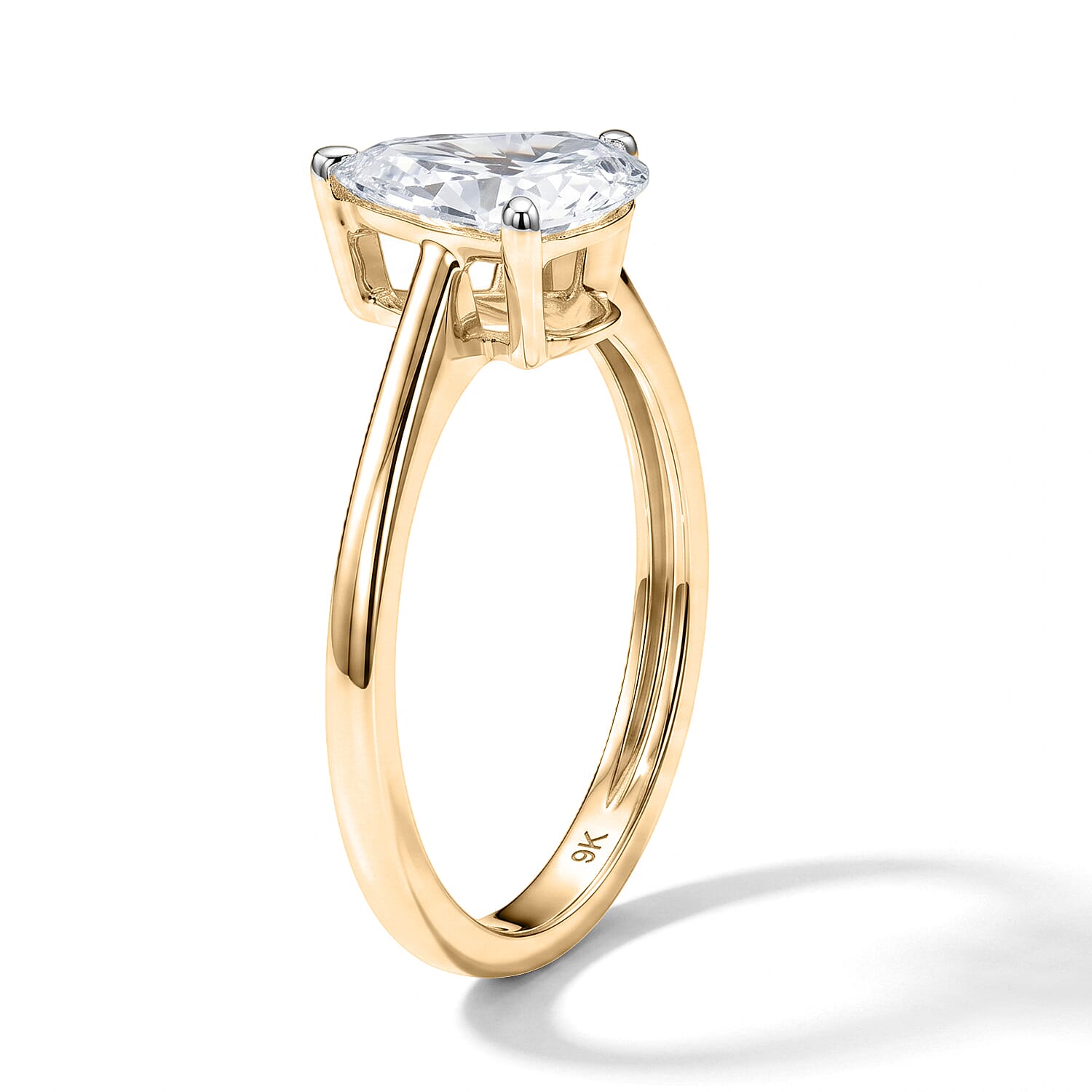 Luxuriant - 9K Yellow Gold SGL Certified Lab Grown Diamond (VS-E-F) Pear Cut Solitaire Ring 1.00 Ct.