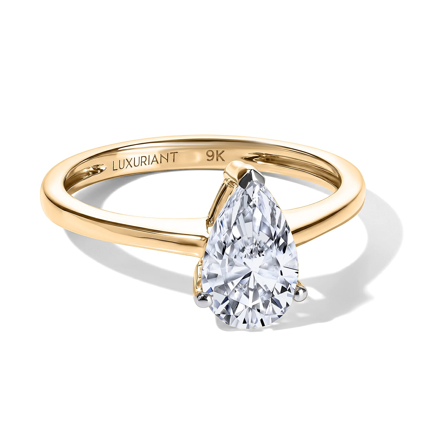 LUXURIANT - 9K Yellow Gold SGL Certified Lab Grown Diamond (VS-E-F) Solitaire Ring 1.00 Ct.