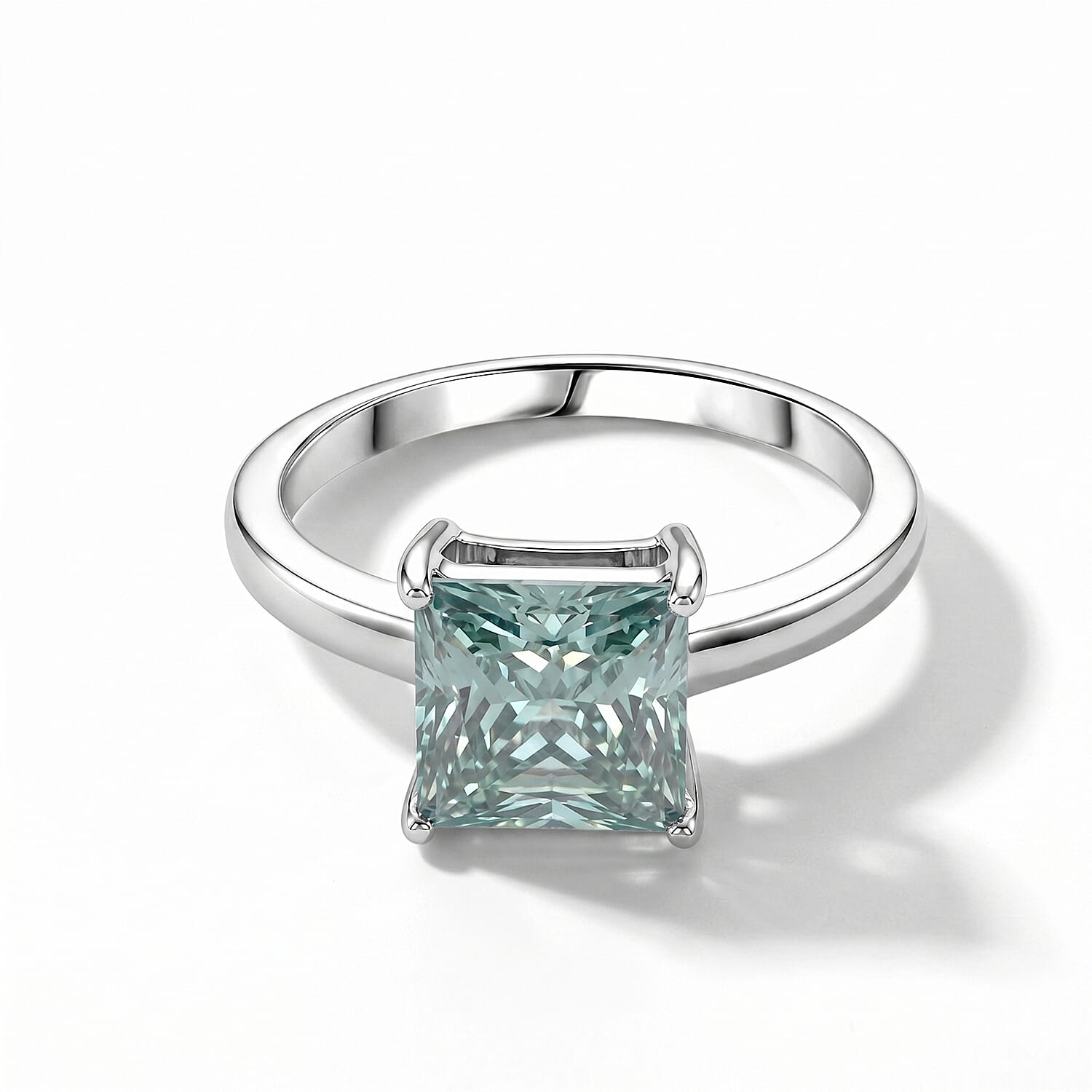 D'Joy - Paraiba Moissanite Solitaire Ring in Rhodium Overlay Sterling Silver 2.80 Ct.