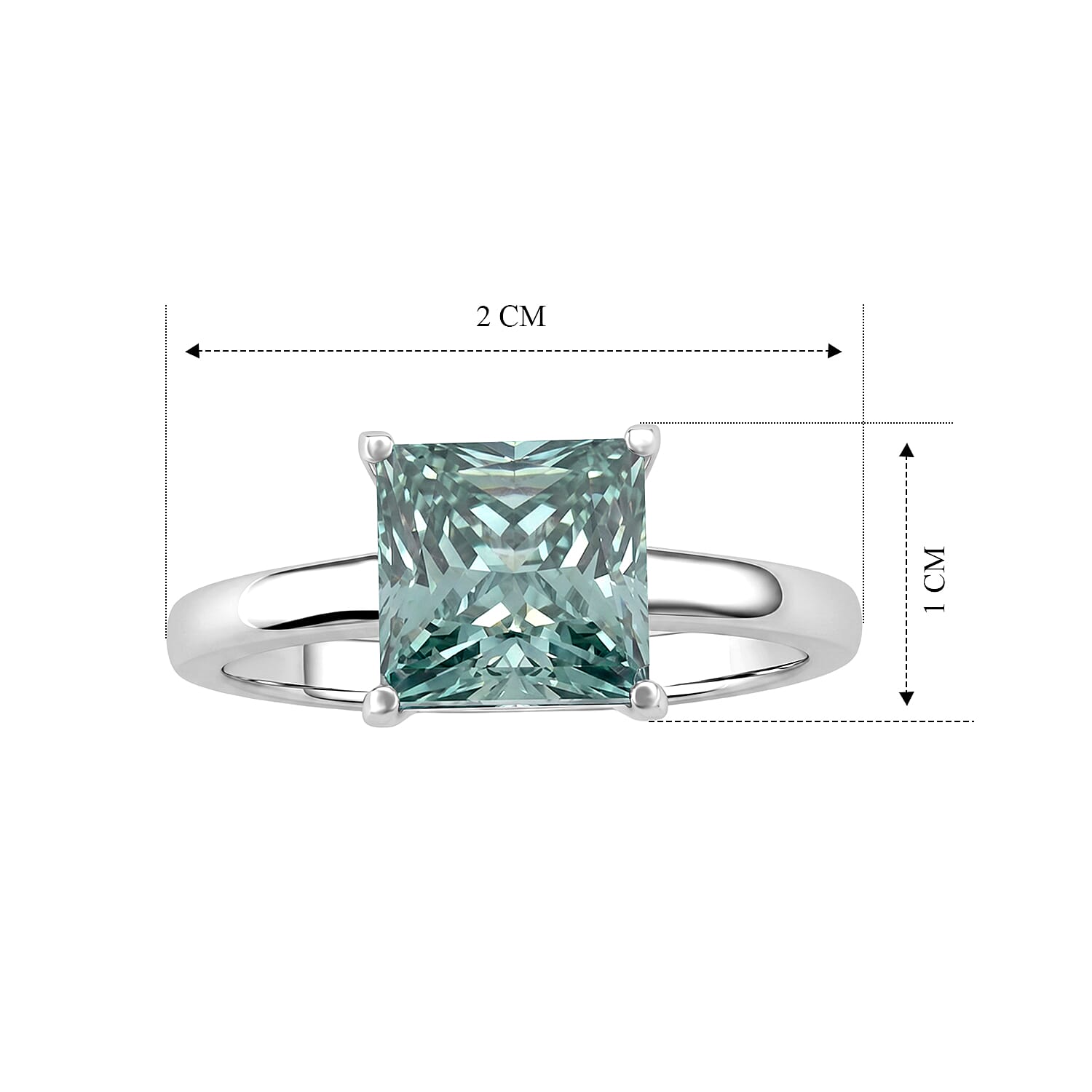 D'Joy - Paraiba Moissanite Solitaire Ring in Rhodium Overlay Sterling Silver 2.80 Ct.