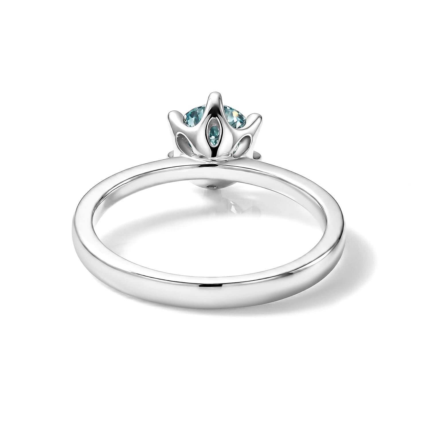 D'Joy - Paraiba Moissanite Solitaire Ring in Rhodium Overlay Sterling Silver