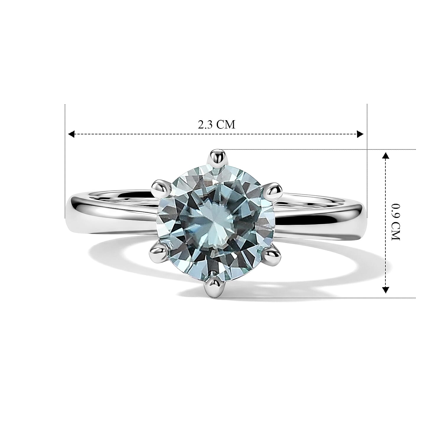 D'Joy - Paraiba Moissanite Solitaire Ring in Rhodium Overlay Sterling Silver