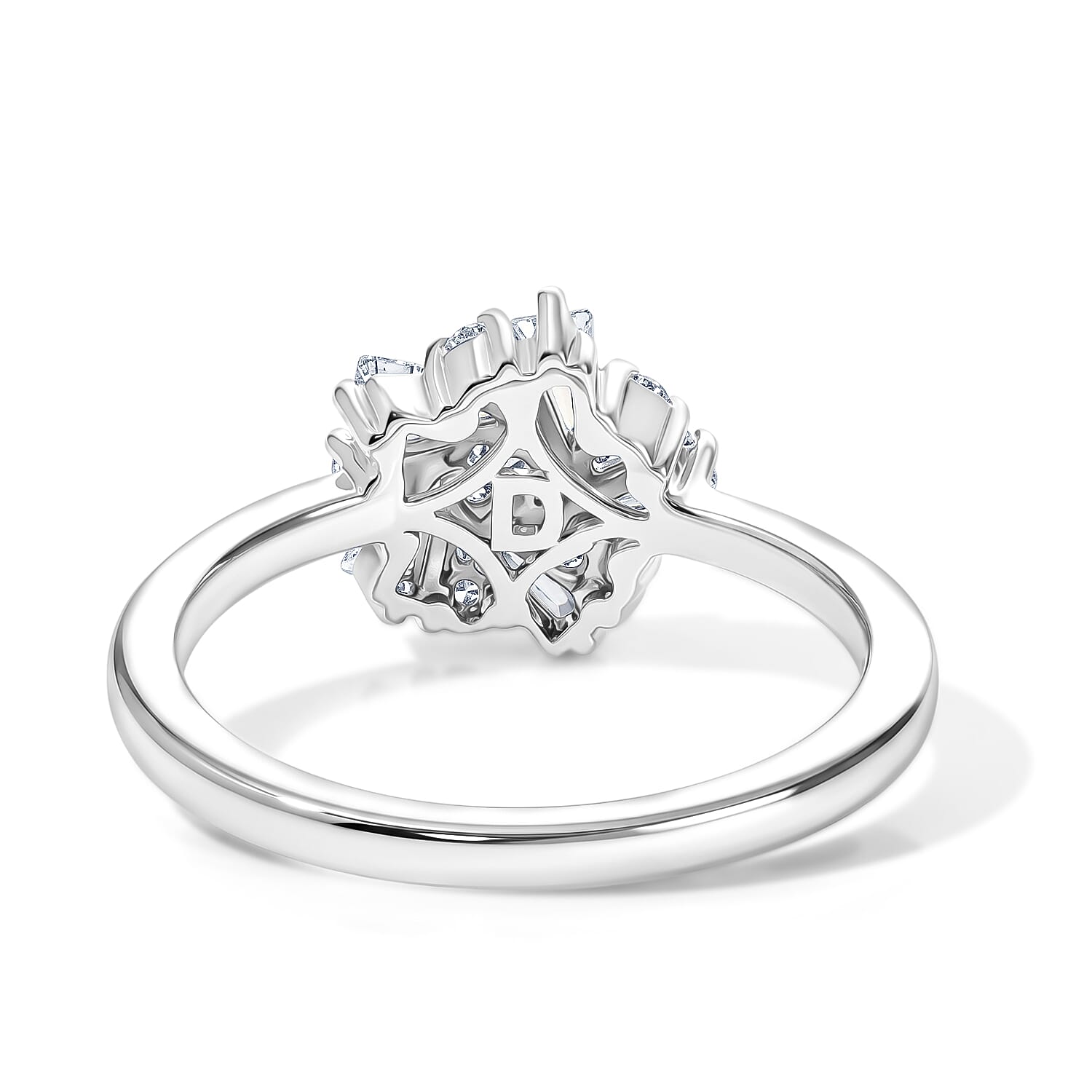 D'Joy - Moissanite Cluster Ring in Platinum Overlay Sterling Silver
