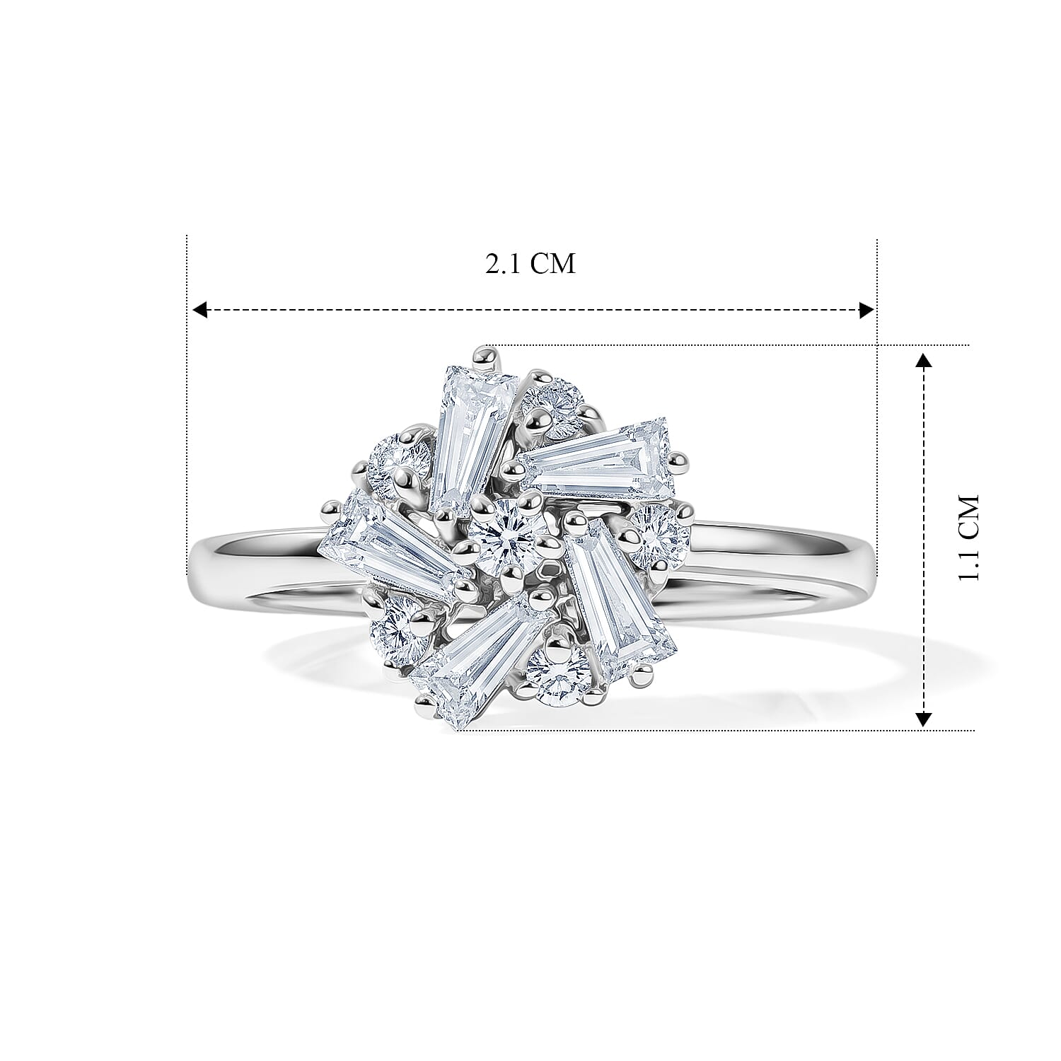 D'Joy - Moissanite Cluster Ring in Platinum Overlay Sterling Silver