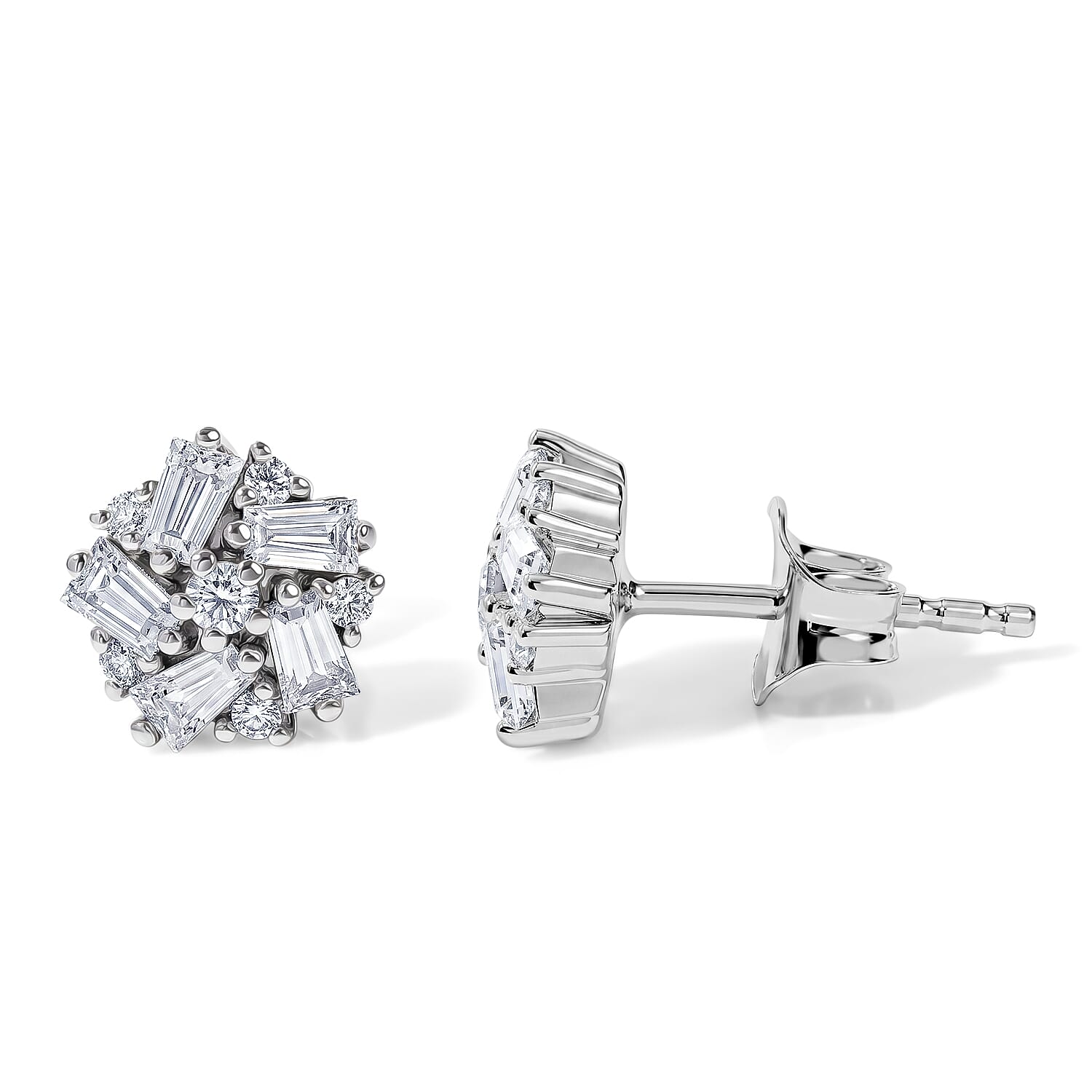 D'Joy Moissanite Cluster Earring in Platinum OverlaySterling Silver  0.780  Ct.